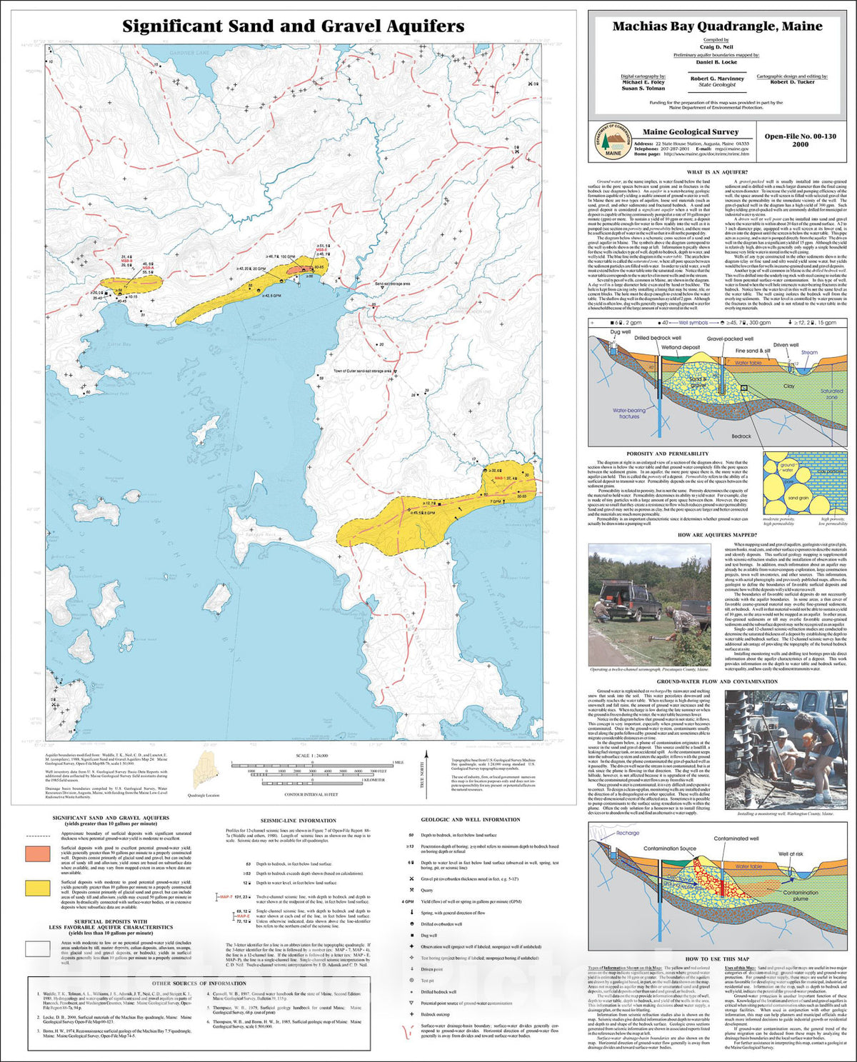 Map : Significant Sand and Gravel Aquifers in the Machias Bay Quadrangle, Maine, 2000 Cartography Wall Art :
