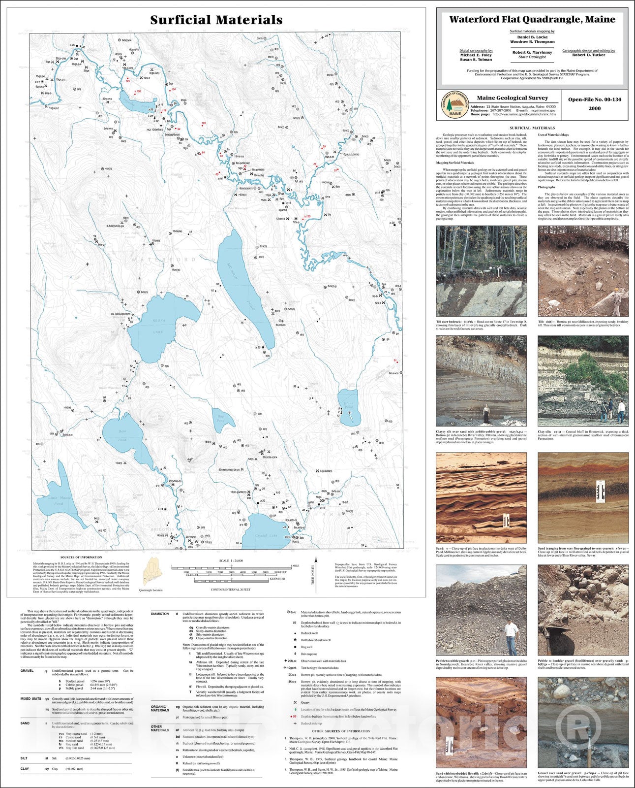 Map : Surficial Materials in the Waterford Flat Quadrangle, Maine, 2000 Cartography Wall Art :