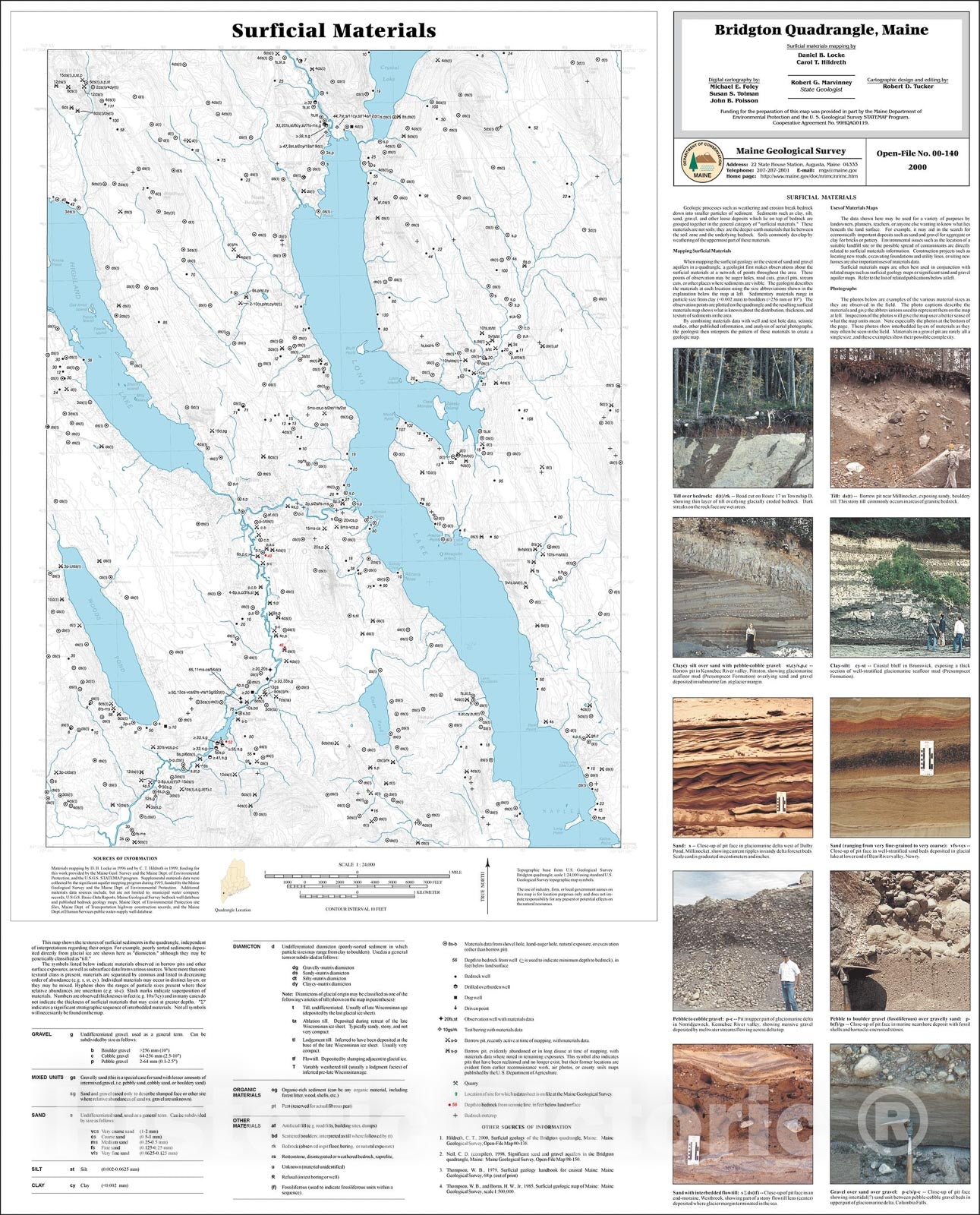 Map : Surficial Materials in the Bridgton Quadrangle, Maine, 2000 Cartography Wall Art :