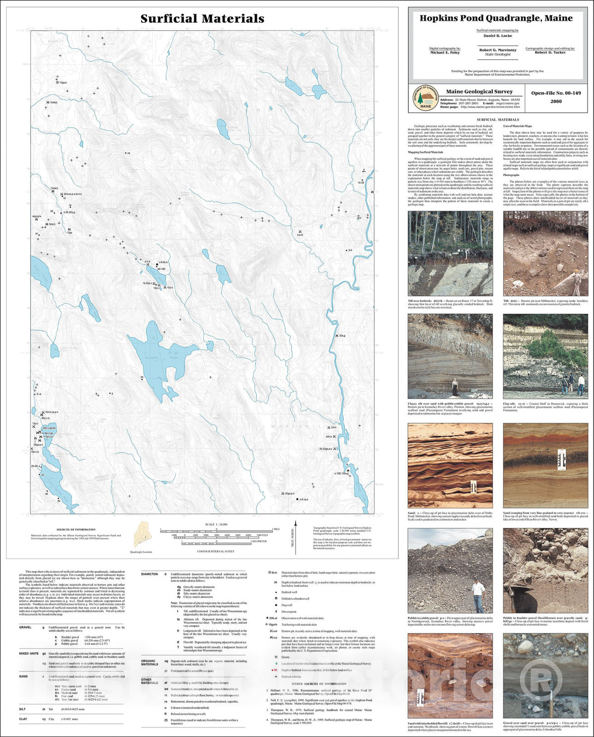 Map : Surficial Materials in the Hopkins Pond Quadrangle, Maine, 2000 Cartography Wall Art :