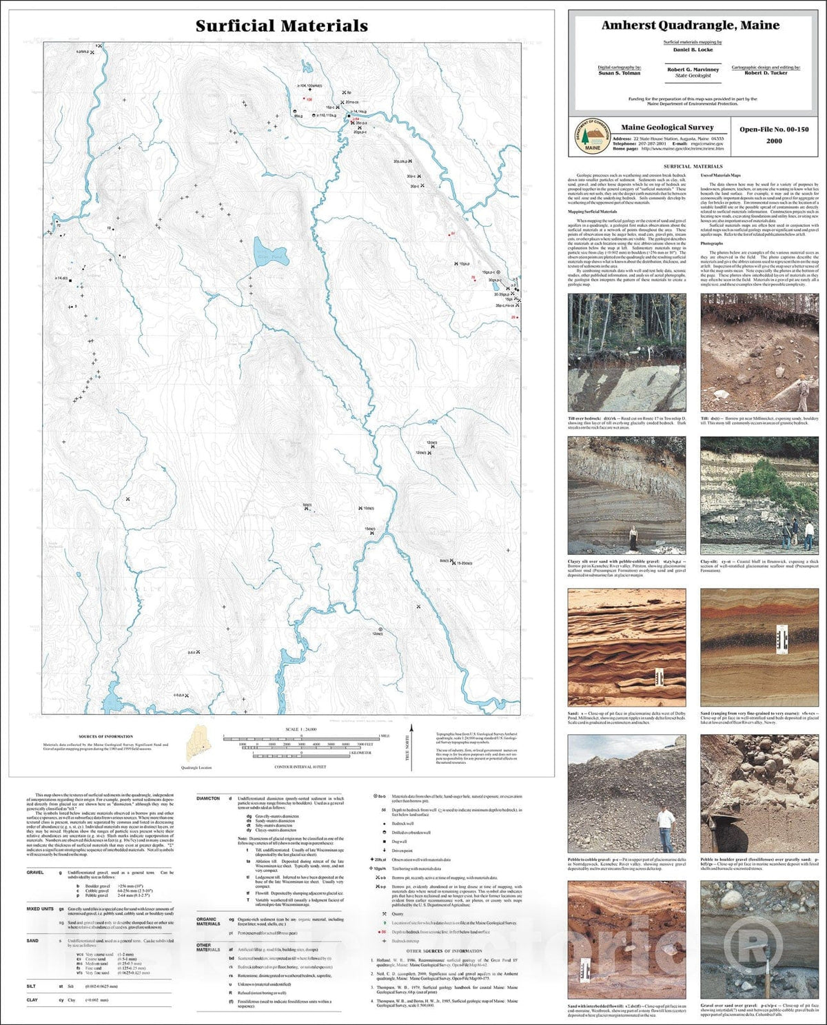 Map : Surficial Materials in the Amherst Quadrangle, Maine, 2000 Cartography Wall Art :