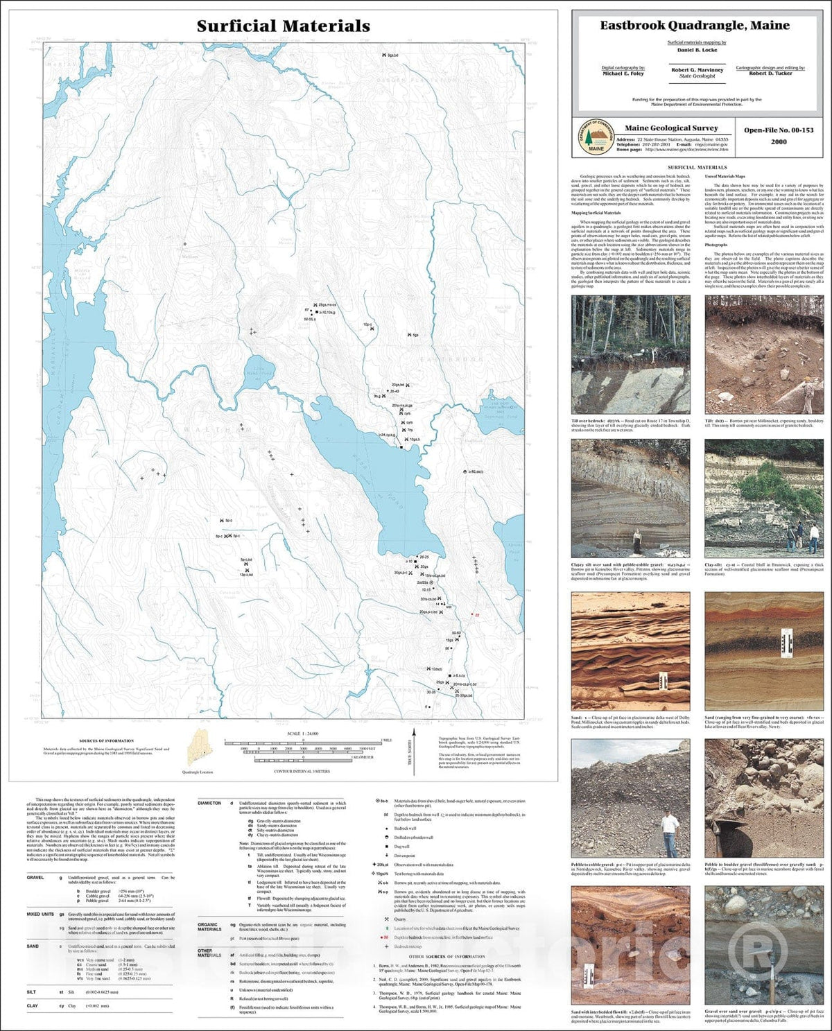 Map : Surficial Materials in the Eastbrook Quadrangle, Maine, 2000 Cartography Wall Art :