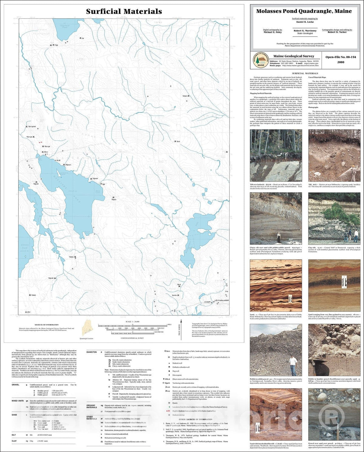 Map : Surficial Materials in the Molasses Pond Quadrangle, Maine, 2000 Cartography Wall Art :