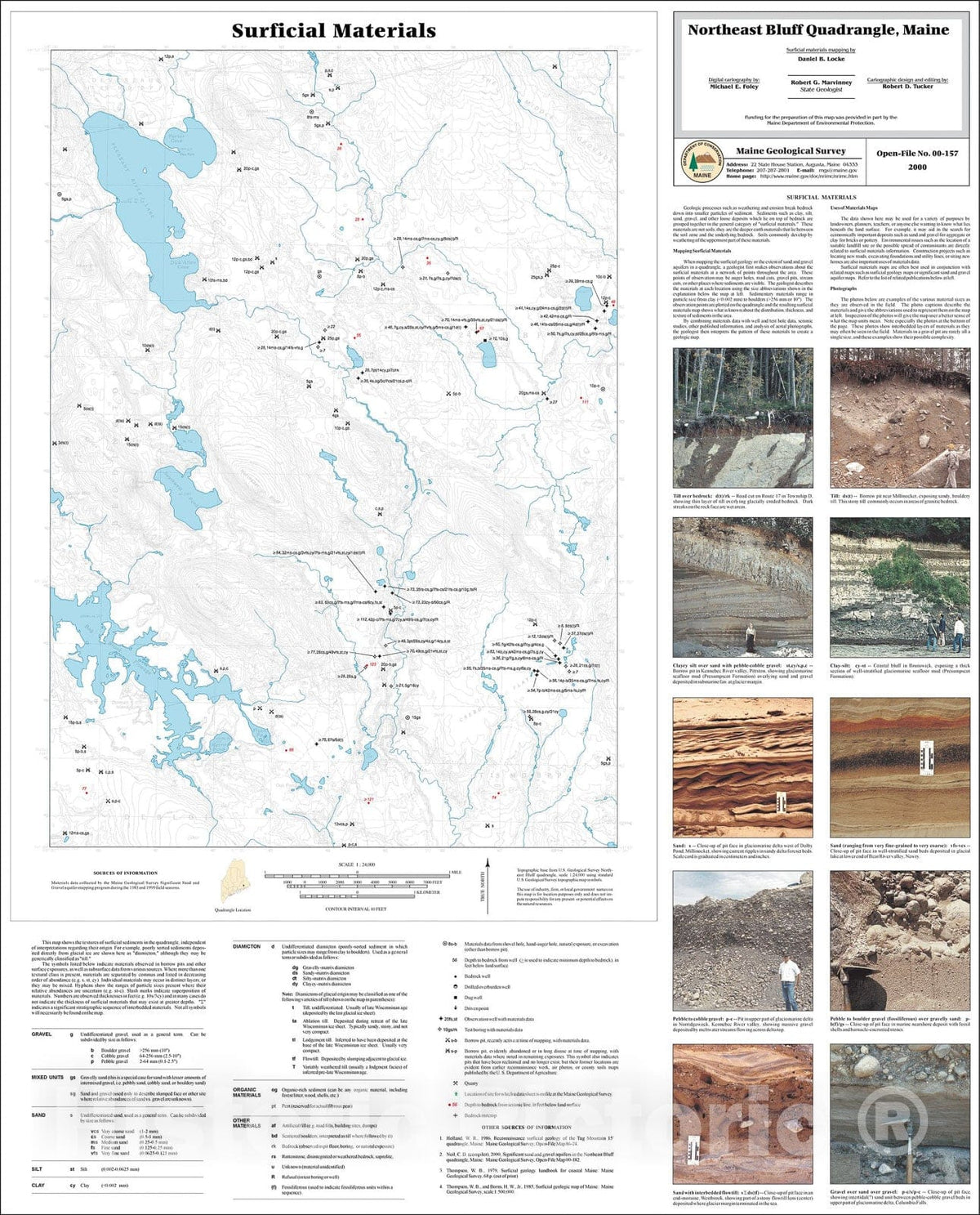 Map : Surficial Materials in the Northeast Bluff Quadrangle, Maine, 2000 Cartography Wall Art :