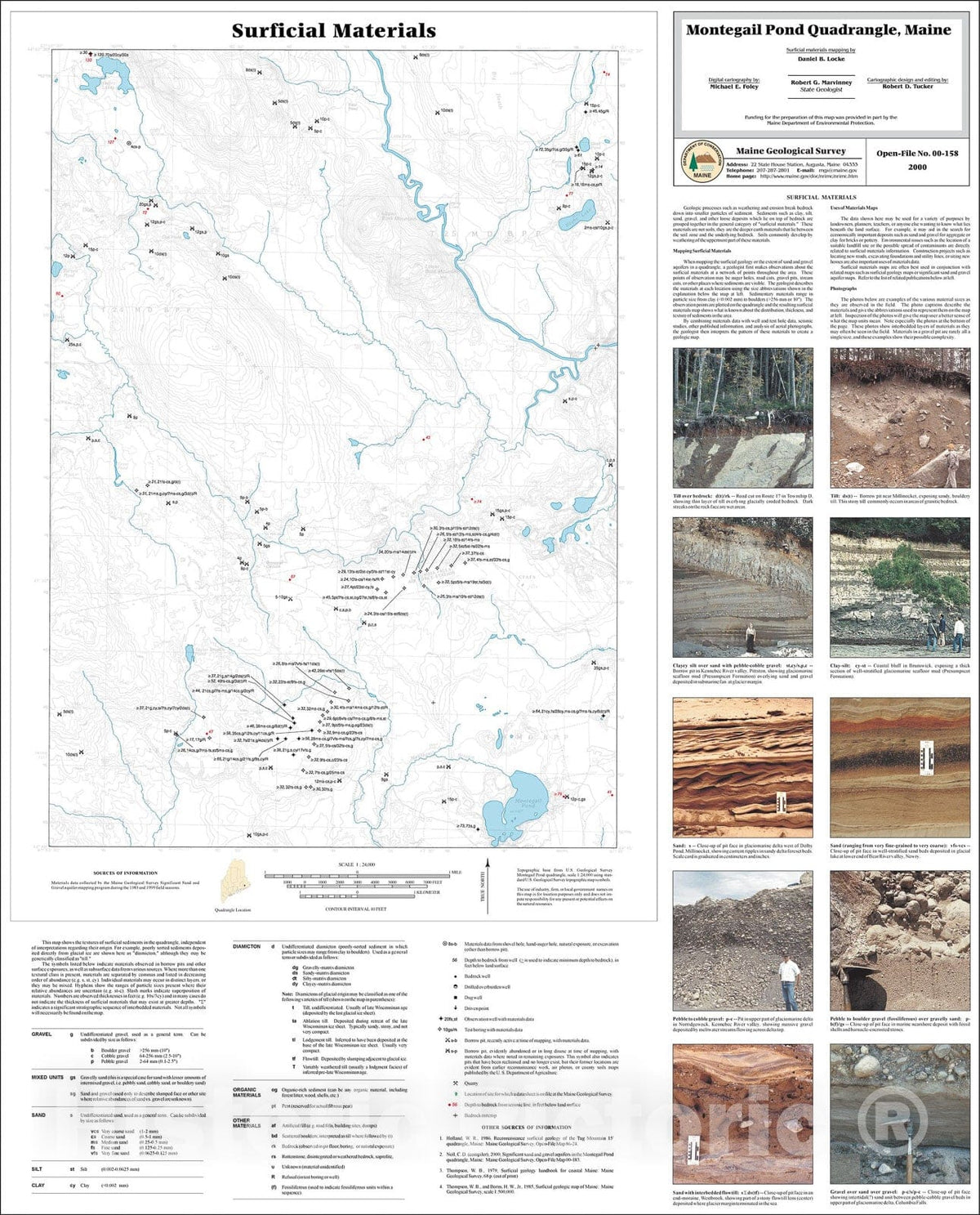 Map : Surficial Materials in the Montegail Pond Quadrangle, Maine, 2000 Cartography Wall Art :