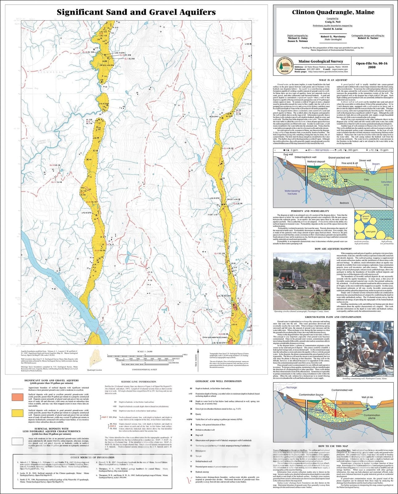 Map : Significant Sand and Gravel Aquifers in the Clinton Quadrangle, Maine, 2000 Cartography Wall Art :