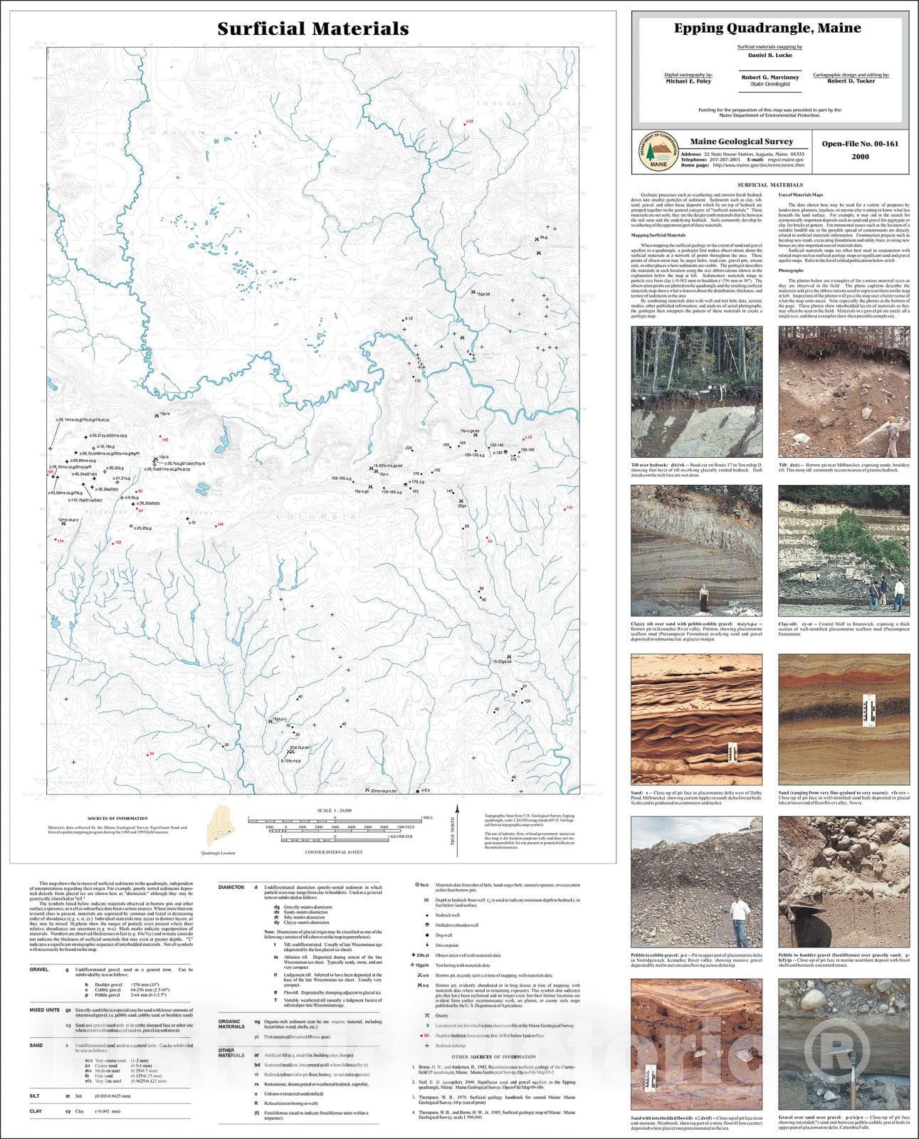 Map : Surficial Materials in the Epping Quadrangle, Maine, 2000 Cartography Wall Art :