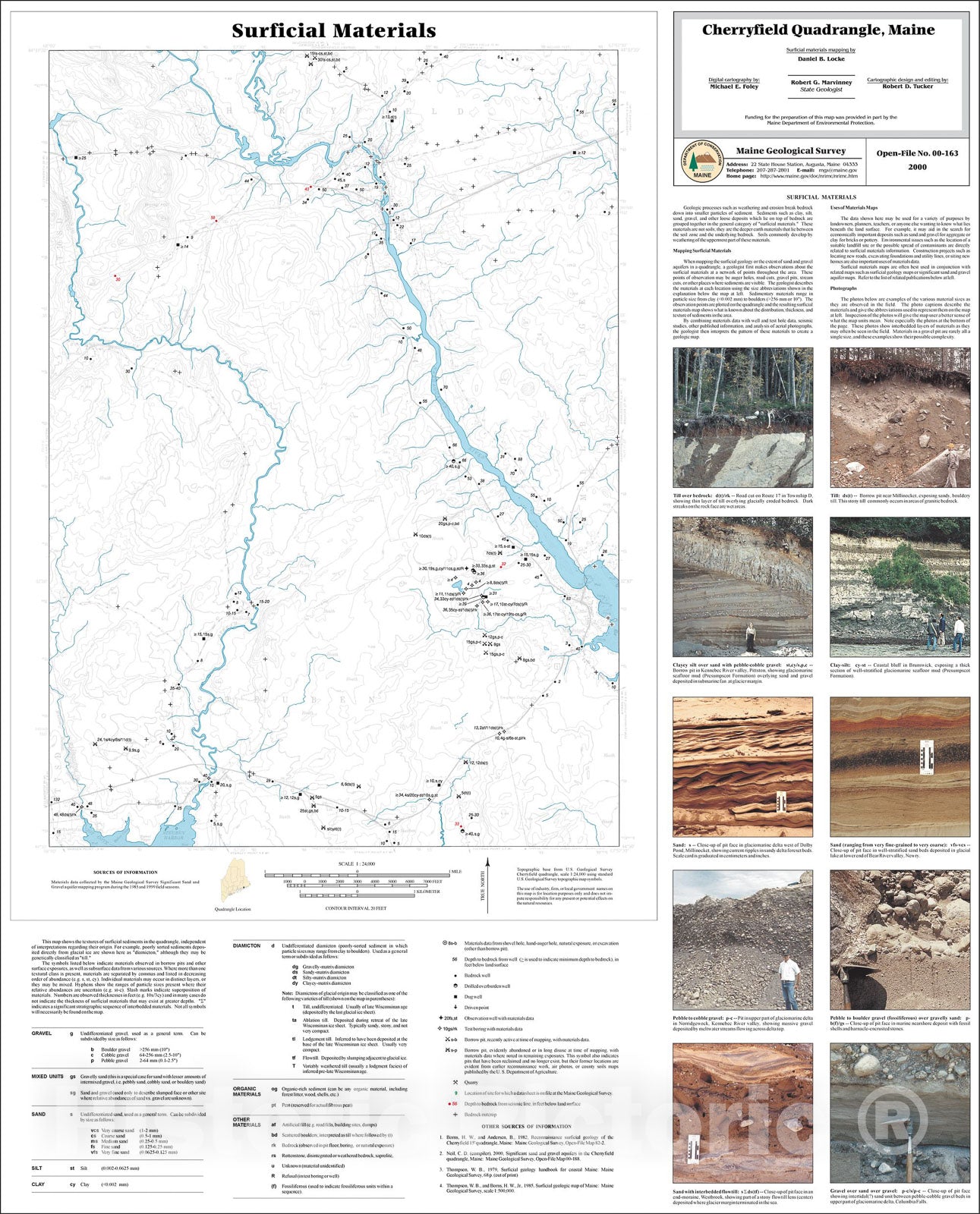 Map : Surficial Materials in the Cherryfield Quadrangle, Maine, 2000 Cartography Wall Art :