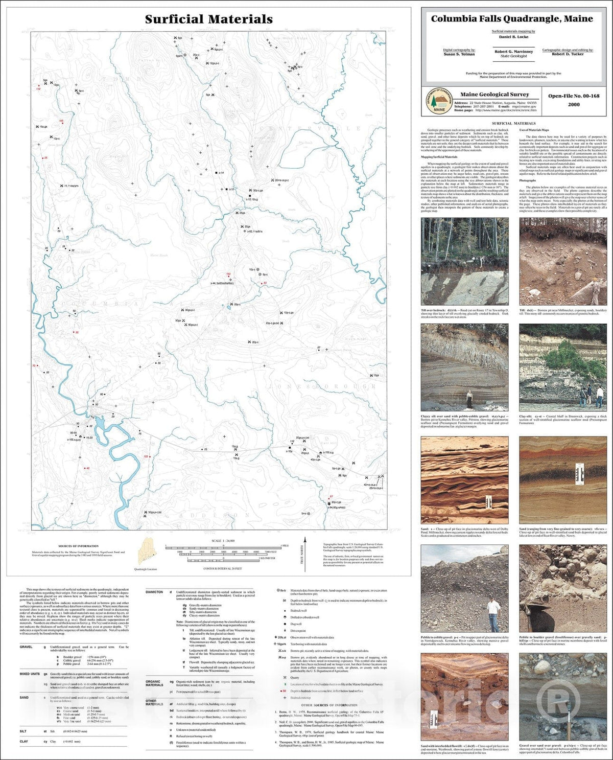 Map : Surficial Materials in the Columbia Falls Quadrangle, Maine, 2000 Cartography Wall Art :