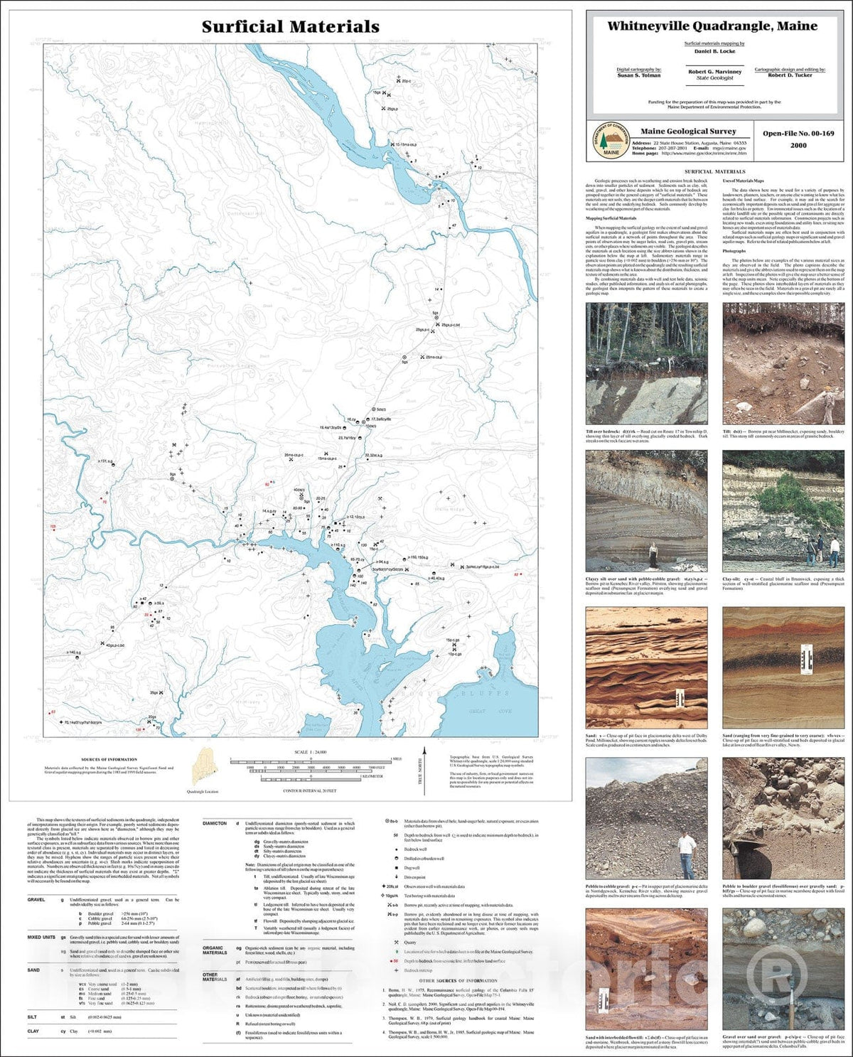 Map : Surficial Materials in the Whitneyville Quadrangle, Maine, 2000 Cartography Wall Art :