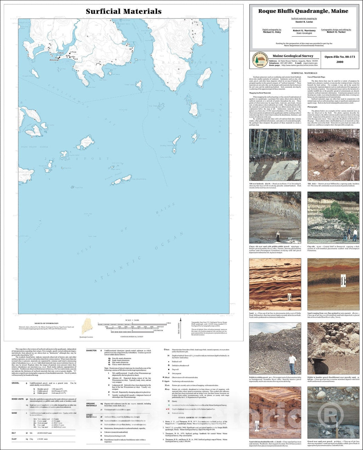Map : Surficial Materials in the Roque Bluffs Quadrangle, Maine, 2000 Cartography Wall Art :