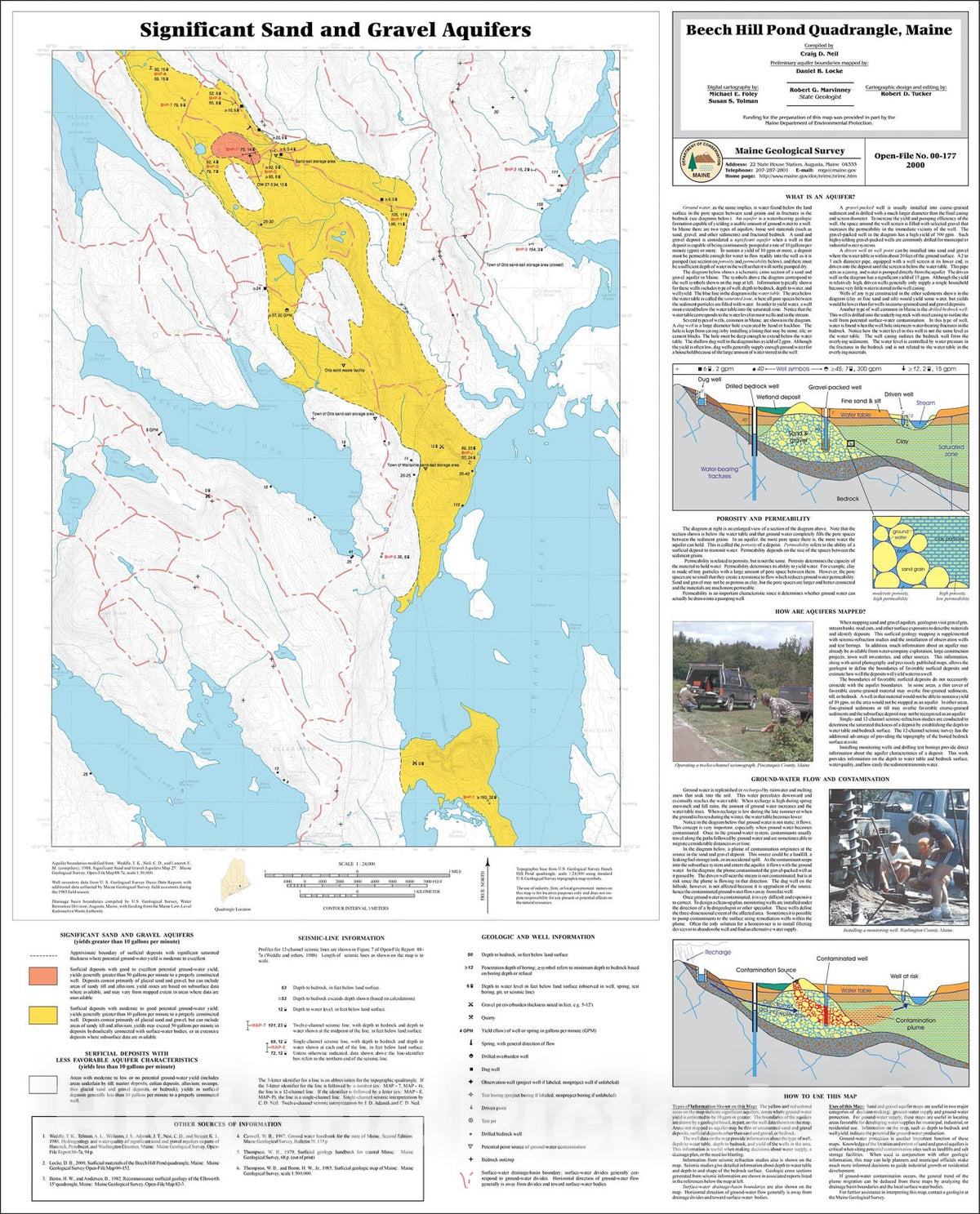 Map : Significant Sand and Gravel Aquifers in the Beech Hill Pond Quadrangle, Maine, 2000 Cartography Wall Art :