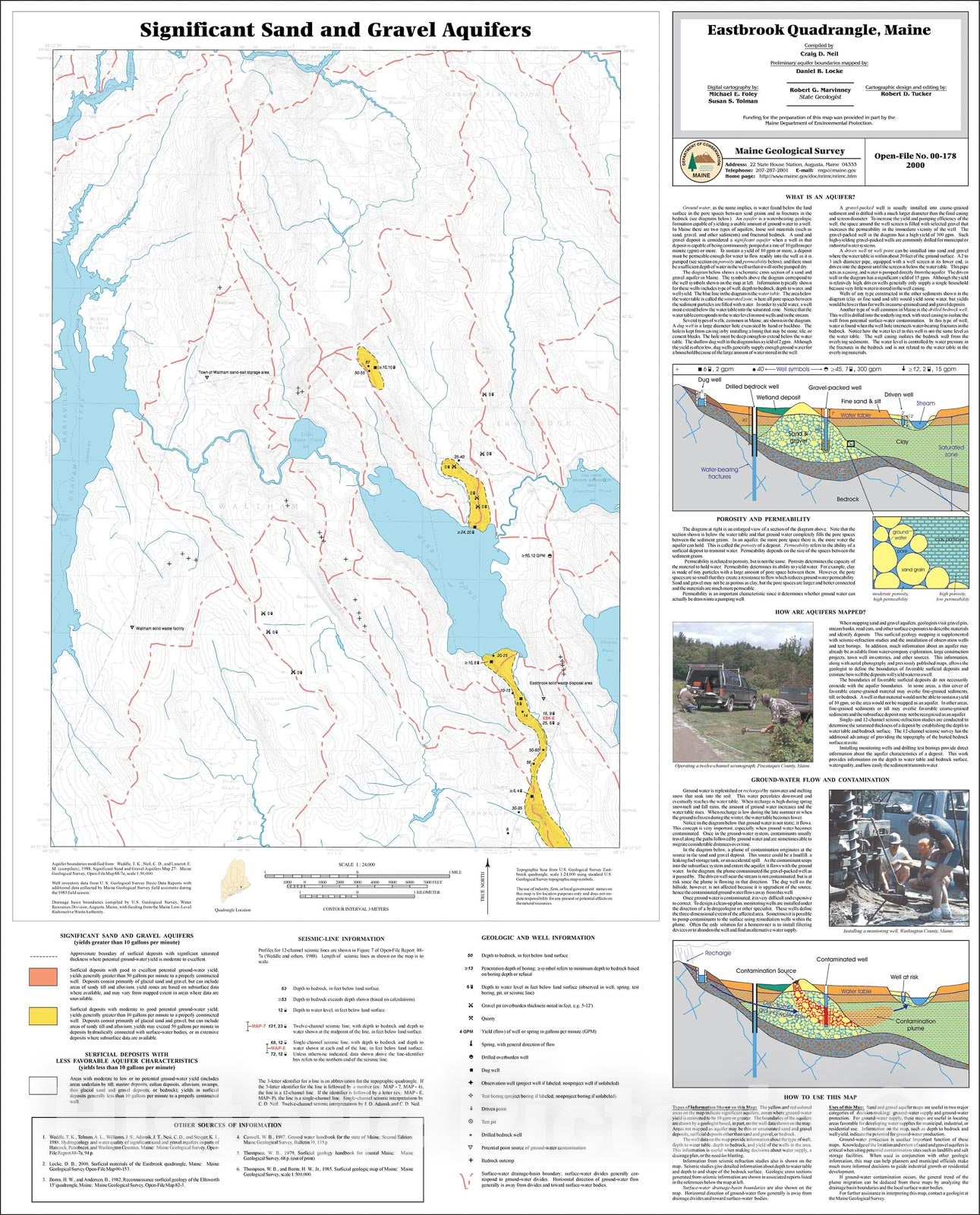 Map : Significant Sand and Gravel Aquifers in the Eastbrook Quadrangle, Maine, 2000 Cartography Wall Art :