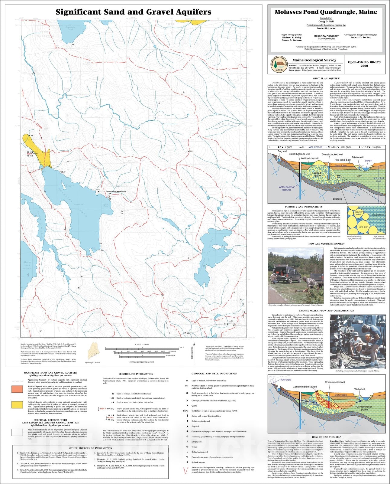 Map : Significant Sand and Gravel Aquifers in the Molasses Pond Quadrangle, Maine, 2000 Cartography Wall Art :