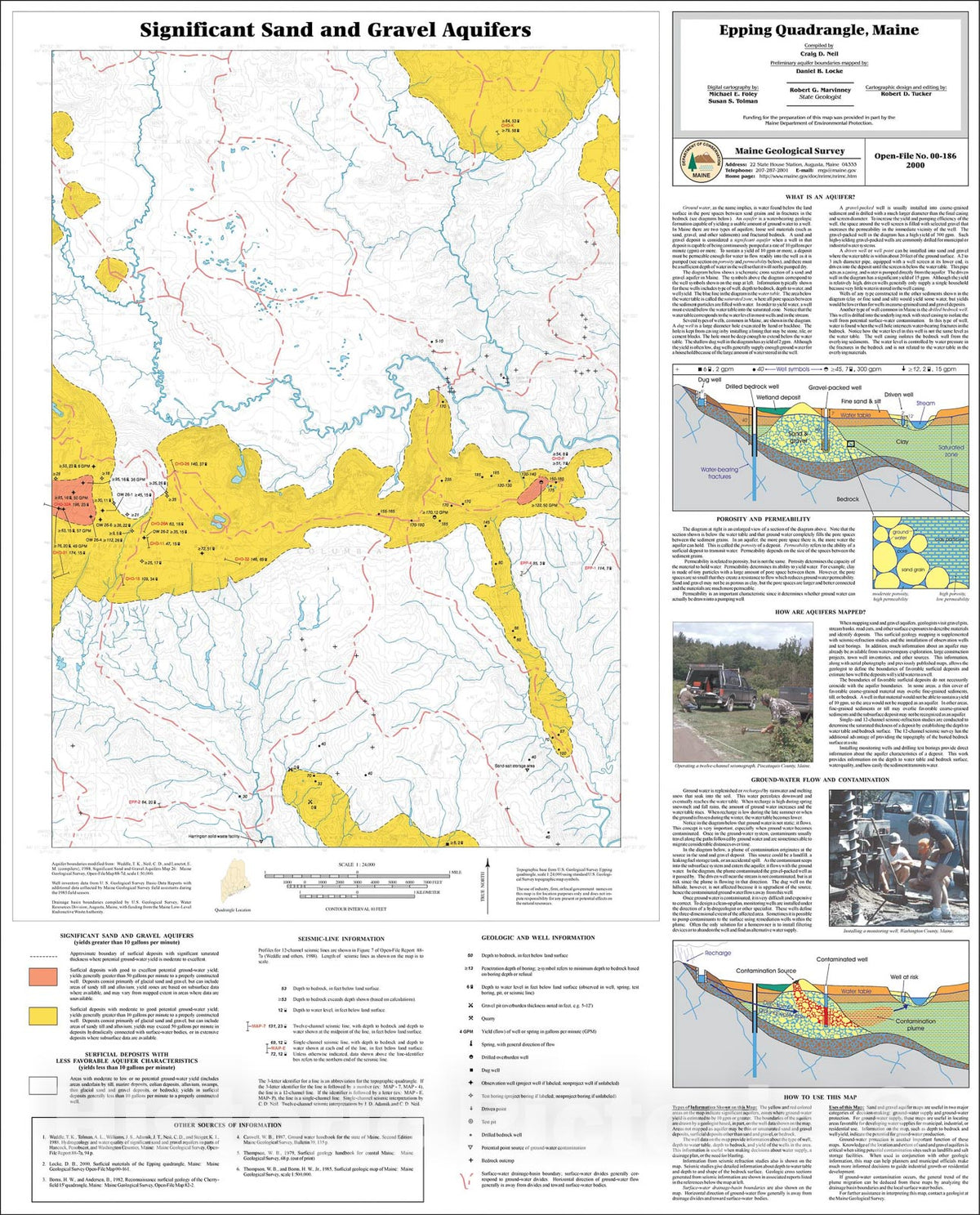 Map : Significant Sand and Gravel Aquifers in the Epping Quadrangle, Maine, 2000 Cartography Wall Art :