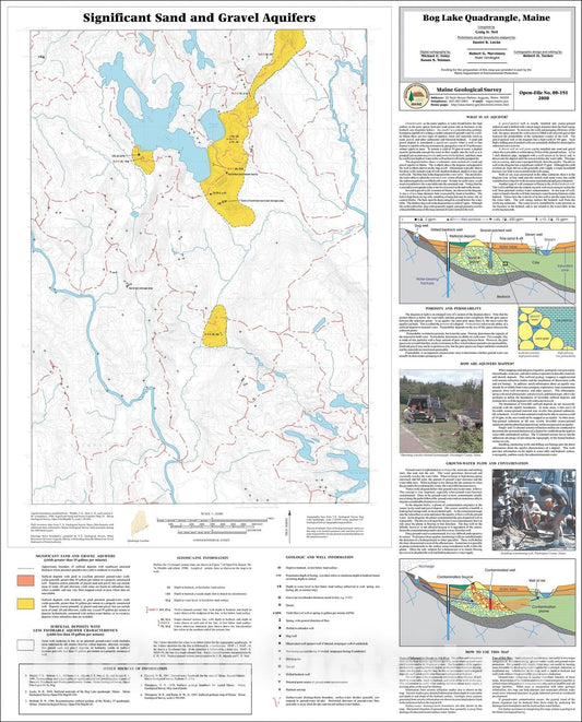 Map : Significant Sand and Gravel Aquifers in the Bog Lake Quadrangle, Maine, 2000 Cartography Wall Art :