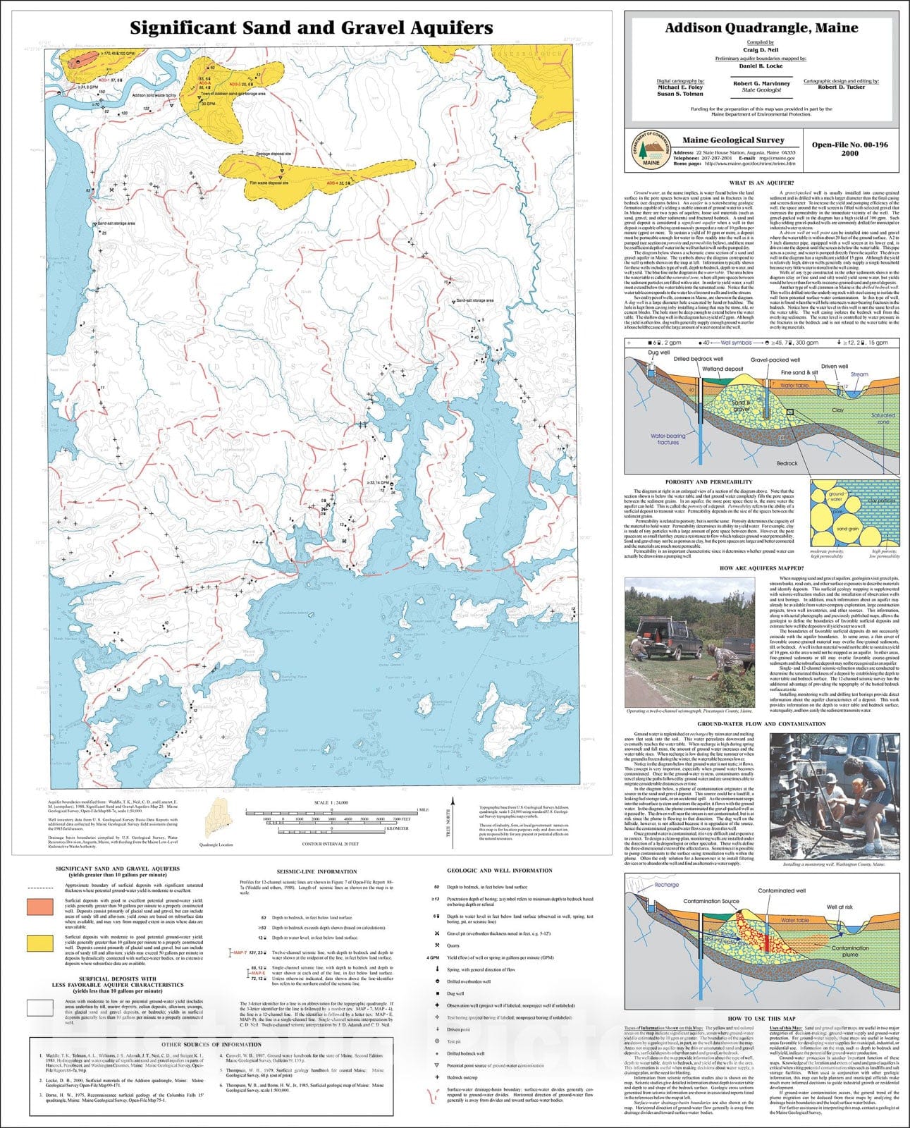Map : Significant Sand and Gravel Aquifers in the Addison Quadrangle, Maine, 2000 Cartography Wall Art :