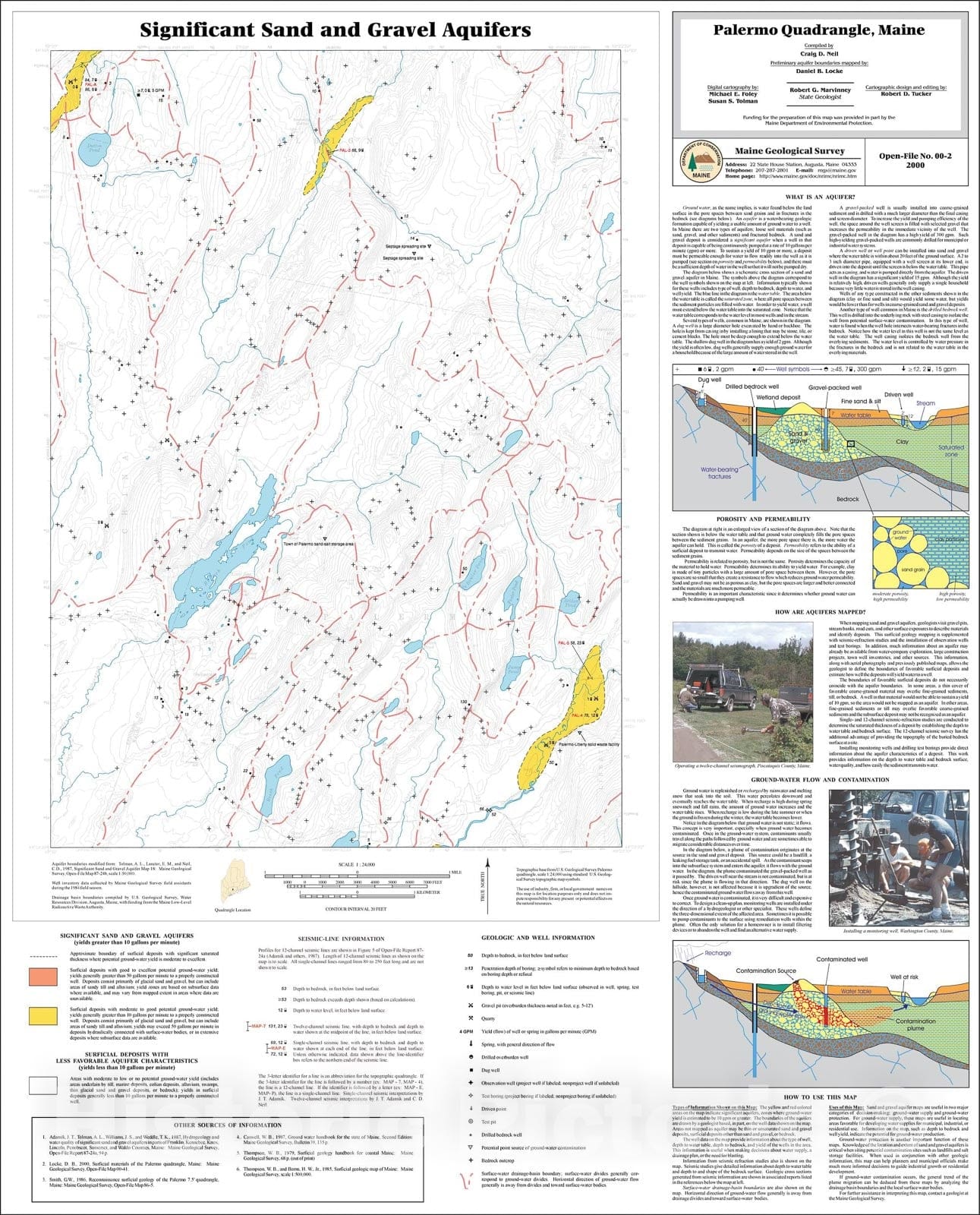 Map : Significant Sand and Gravel Aquifers in the Palermo Quadrangle, Maine, 2000 Cartography Wall Art :