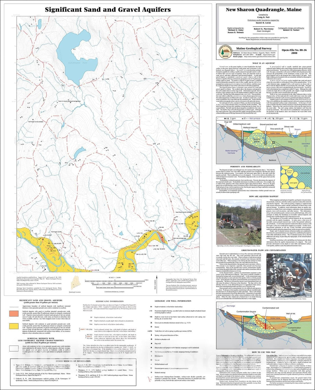 Map : Significant Sand and Gravel Aquifers in the New Sharon Quadrangle, Maine, 2000 Cartography Wall Art :