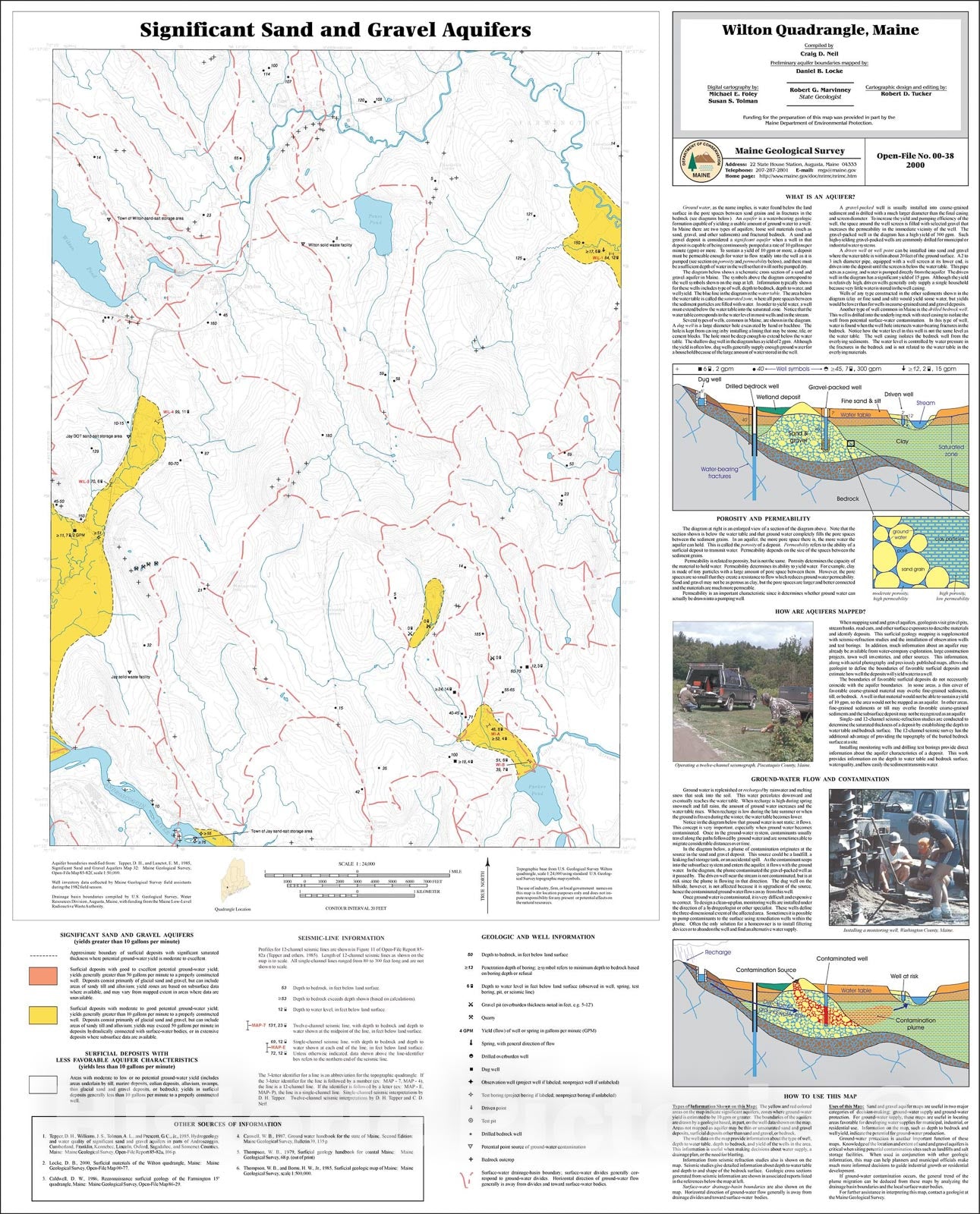 Map : Significant Sand and Gravel Aquifers in the Wilton Quadrangle, Maine, 2000 Cartography Wall Art :
