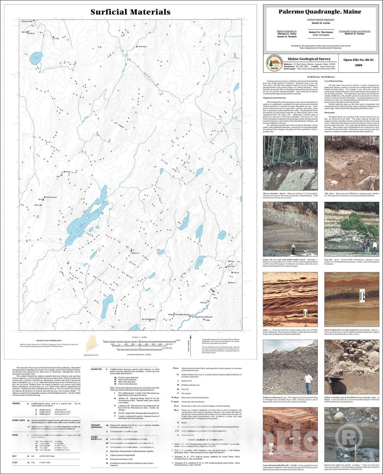 Map : Surficial Materials in the Palermo Quadrangle, Maine, 2000 Cartography Wall Art :
