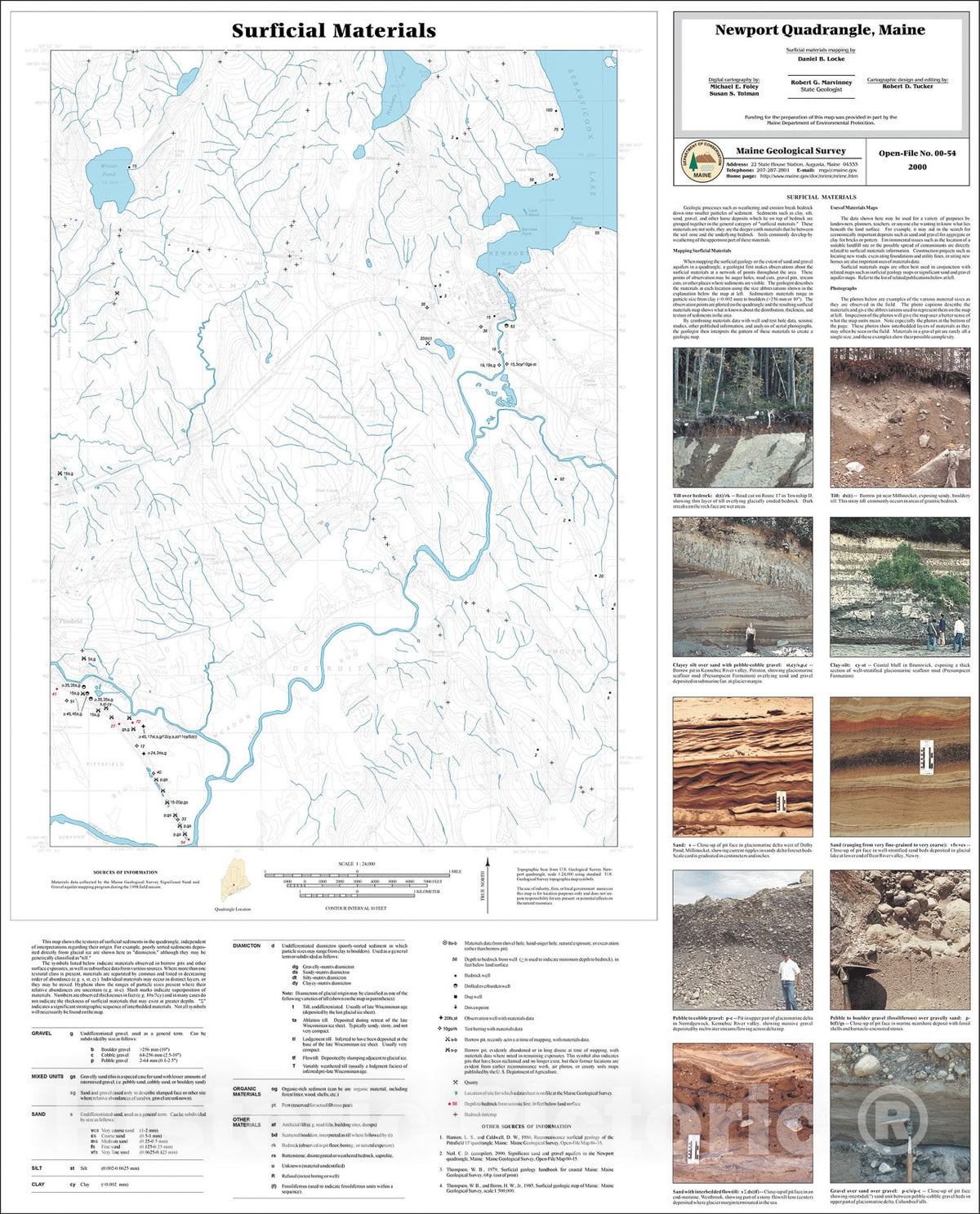 Map : Surficial Materials in the Newport Quadrangle, Maine, 2000 Cartography Wall Art :