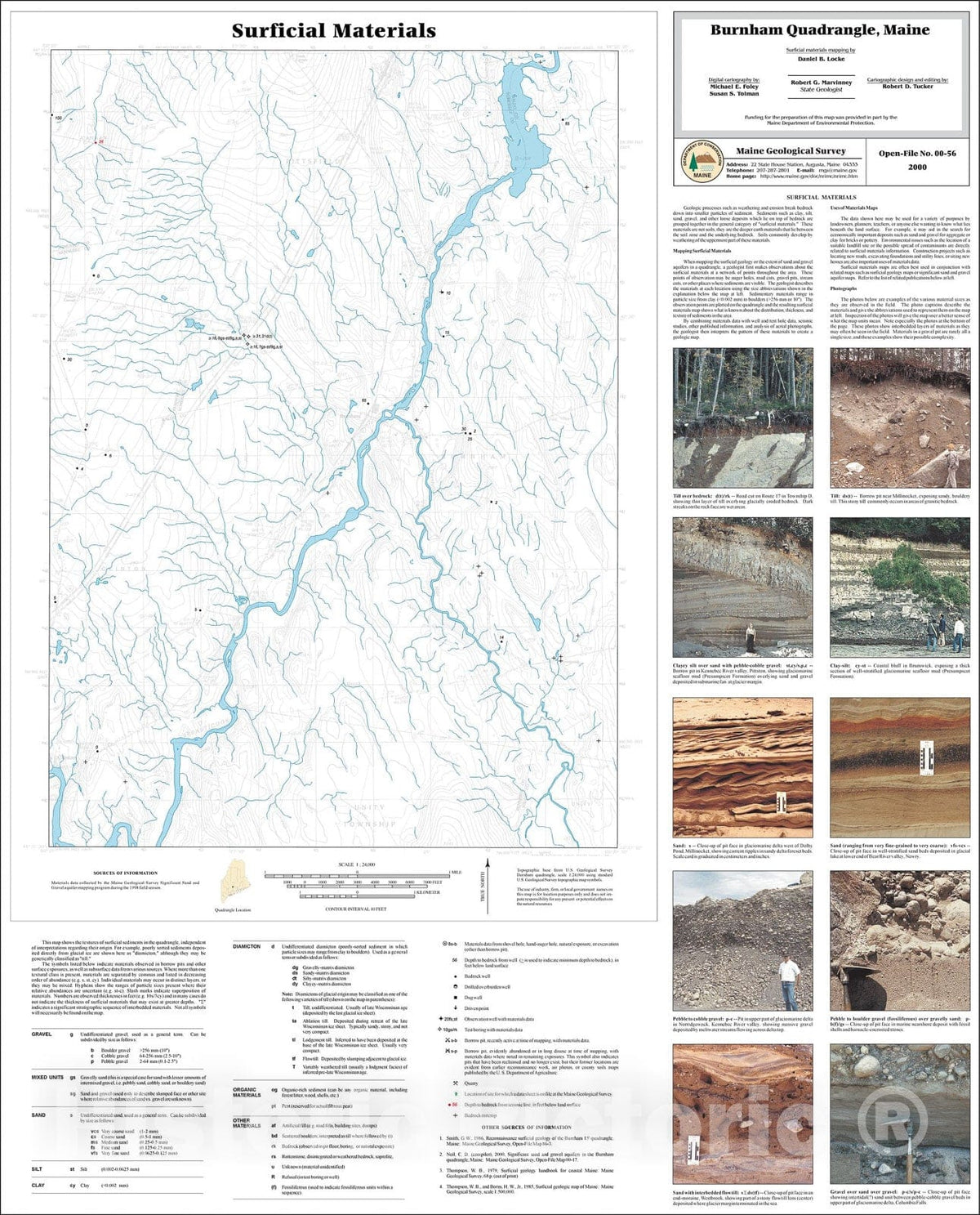 Map : Surficial Materials in the Burnham Quadrangle, Maine, 2000 Cartography Wall Art :