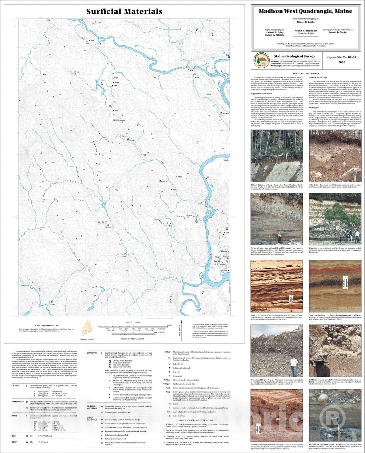 Map : Surficial Materials in the Madison West Quadrangle, Maine, 2000 Cartography Wall Art :