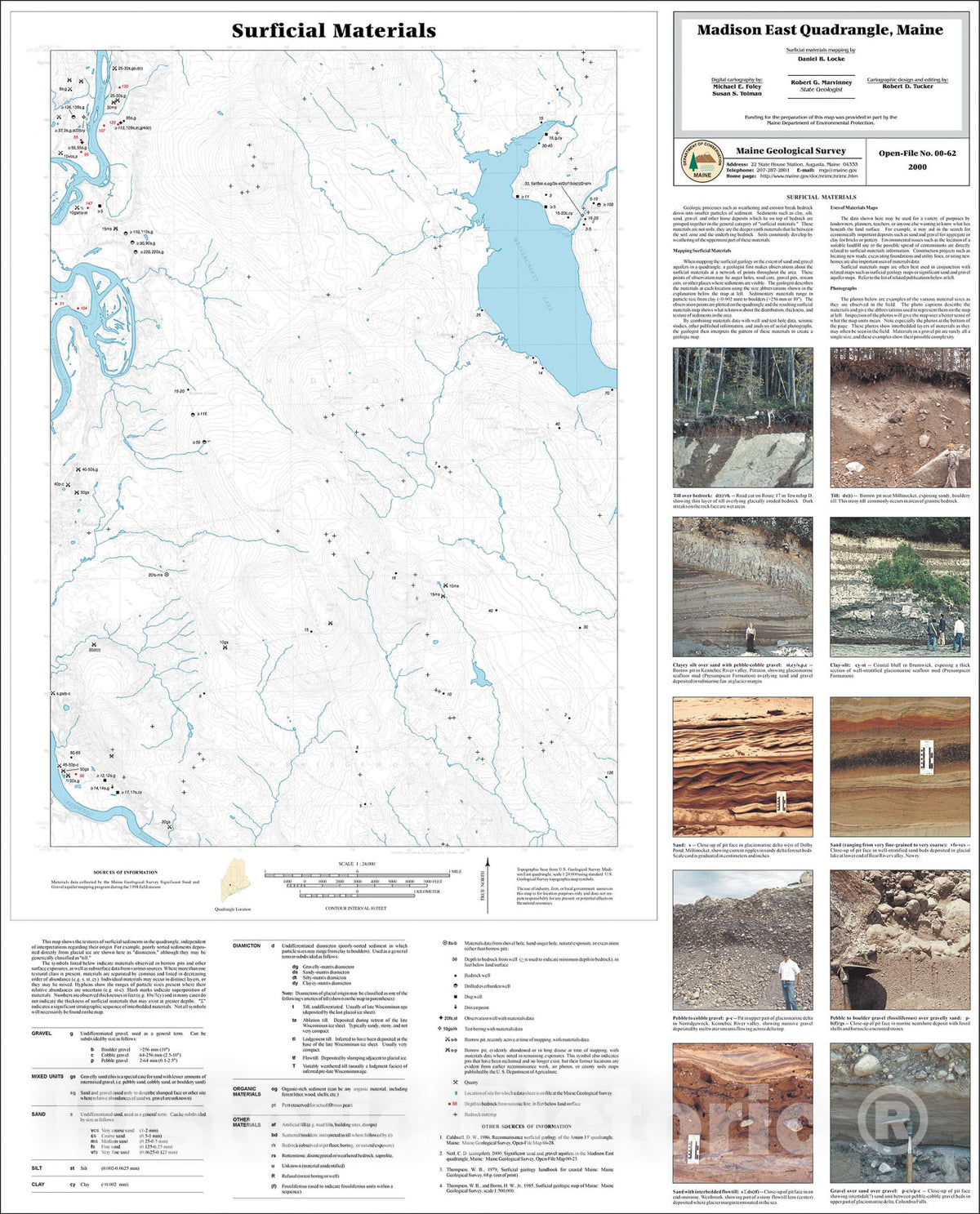 Map : Surficial Materials in the Madison East Quadrangle, Maine, 2000 Cartography Wall Art :