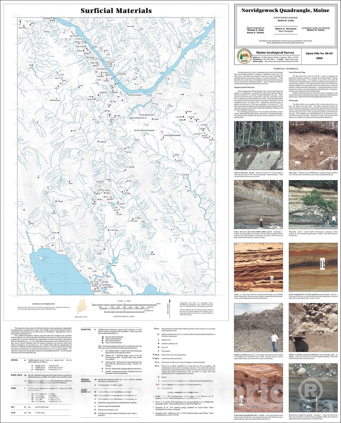 Map : Surficial Materials in the Norridgewock Quadrangle, Maine, 2000 Cartography Wall Art :
