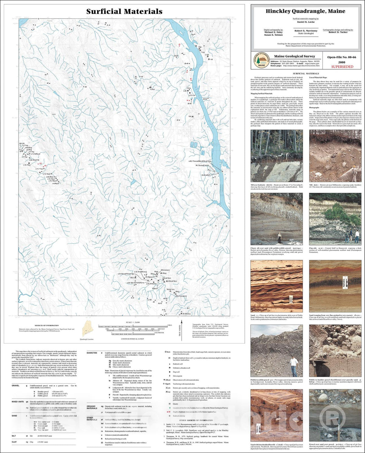 Map : Surficial Materials in the Hinckley Quadrangle, Maine , 2000 Cartography Wall Art :