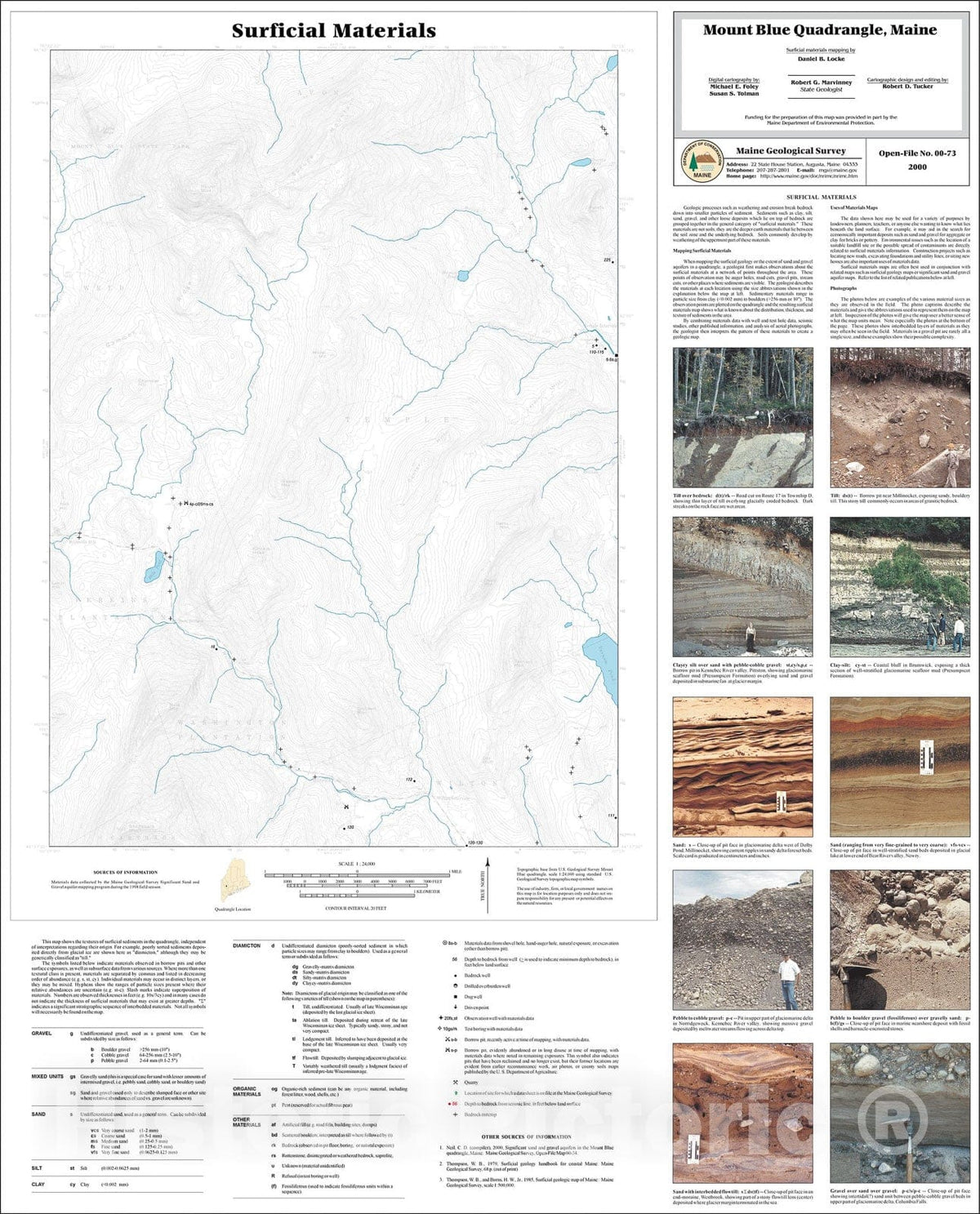 Map : Surficial Materials in the Mount Blue Quadrangle, Maine, 2000 Cartography Wall Art :