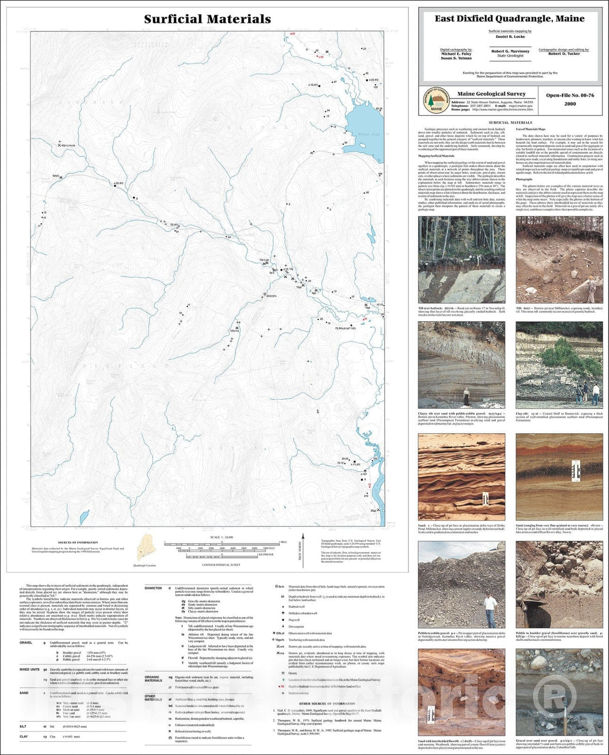 Map : Surficial Materials in the East Dixfield Quadrangle, Maine, 2000 Cartography Wall Art :