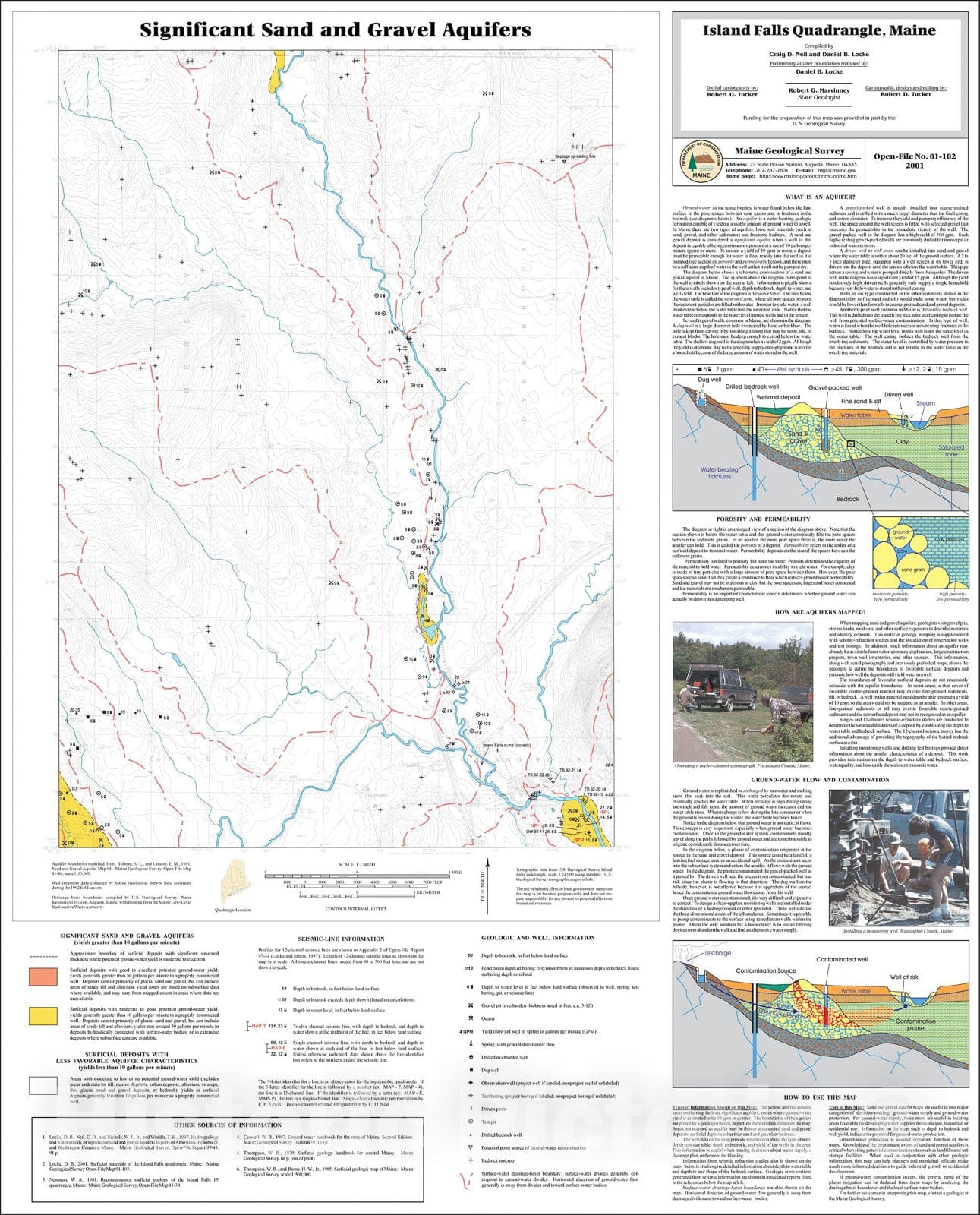 Map : Significant Sand and Gravel Aquifers in the Island Falls Quadrangle, Maine, 2001 Cartography Wall Art :