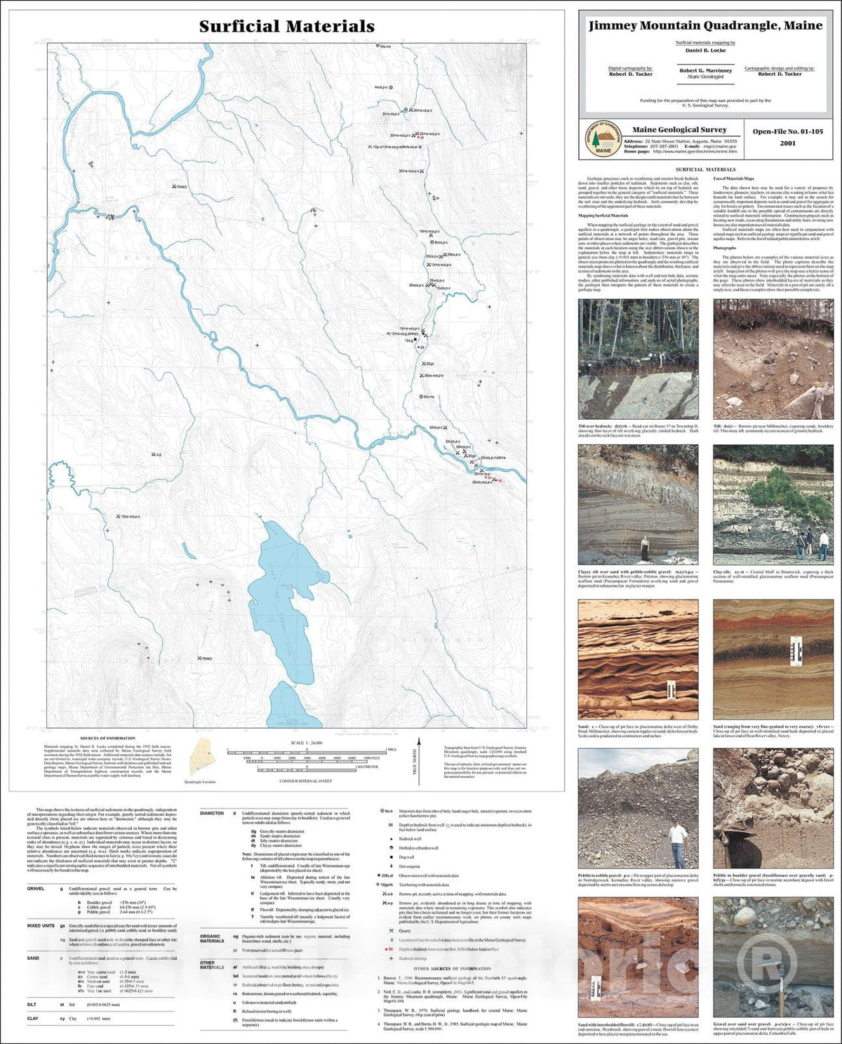 Map : Surficial Materials in the Jimmey Mountain Quadrangle, Maine, 2001 Cartography Wall Art :