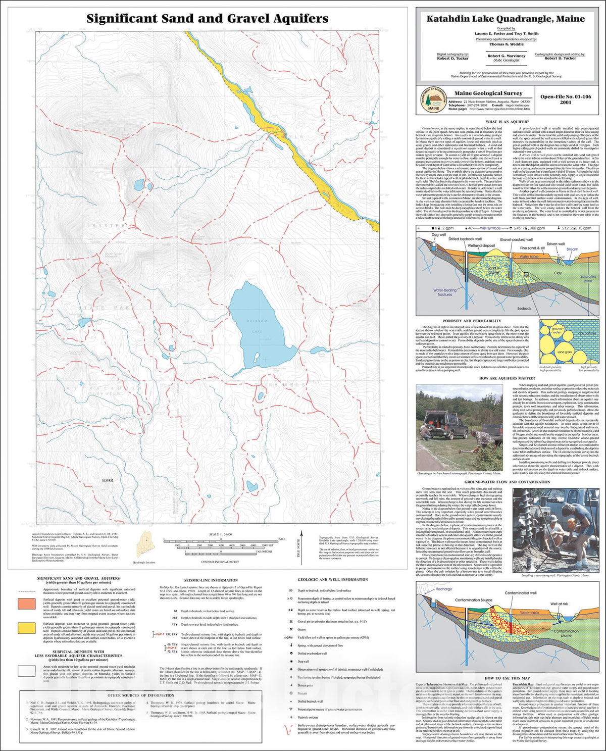 Map : Significant Sand and Gravel Aquifers in the Katahdin Lake Quadrangle, Maine, 2001 Cartography Wall Art :