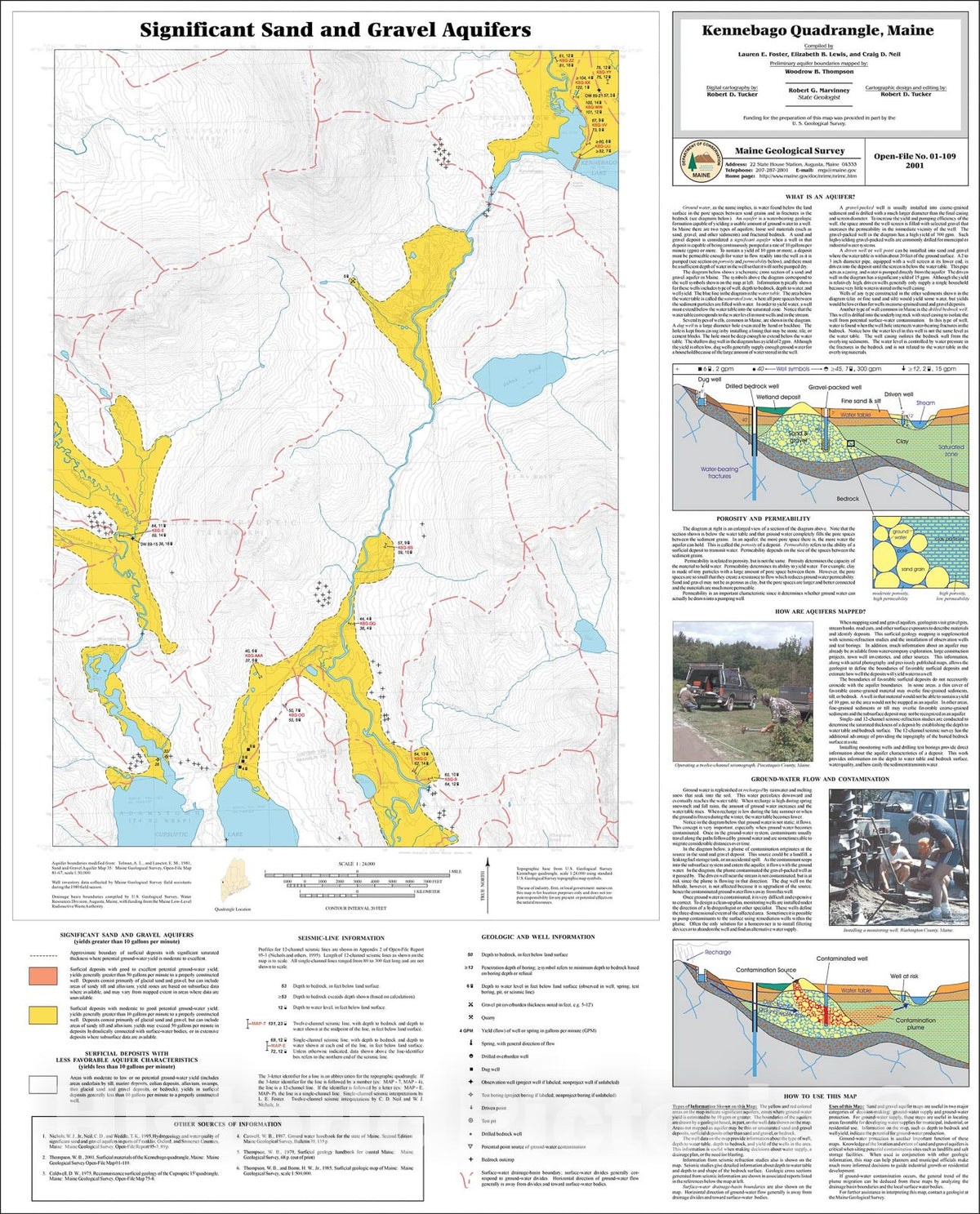 Map : Significant Sand and Gravel Aquifers in the Kennebago Quadrangle, Maine, 2001 Cartography Wall Art :
