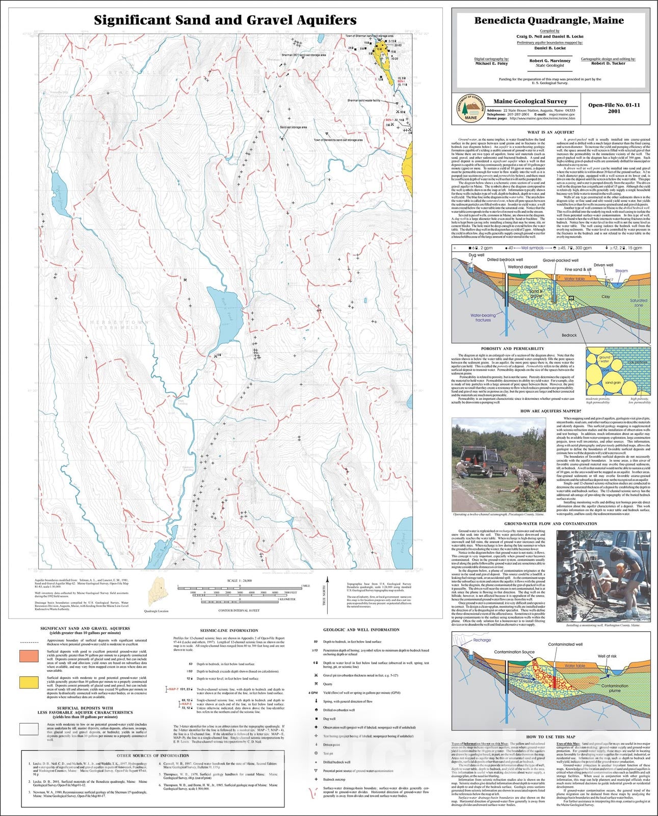 Map : Significant Sand and Gravel Aquifers in the Benedicta Quadrangle, Maine, 2001 Cartography Wall Art :