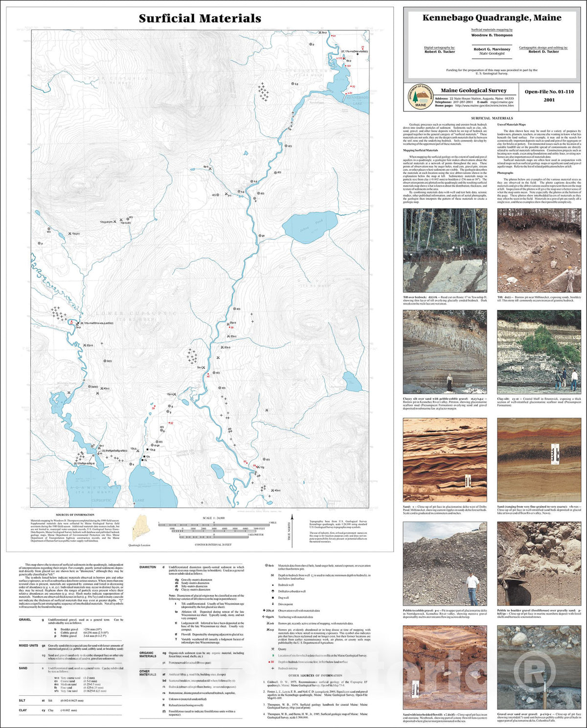 Map : Surficial Materials in the Kennebago Quadrangle, Maine, 2001 Cartography Wall Art :
