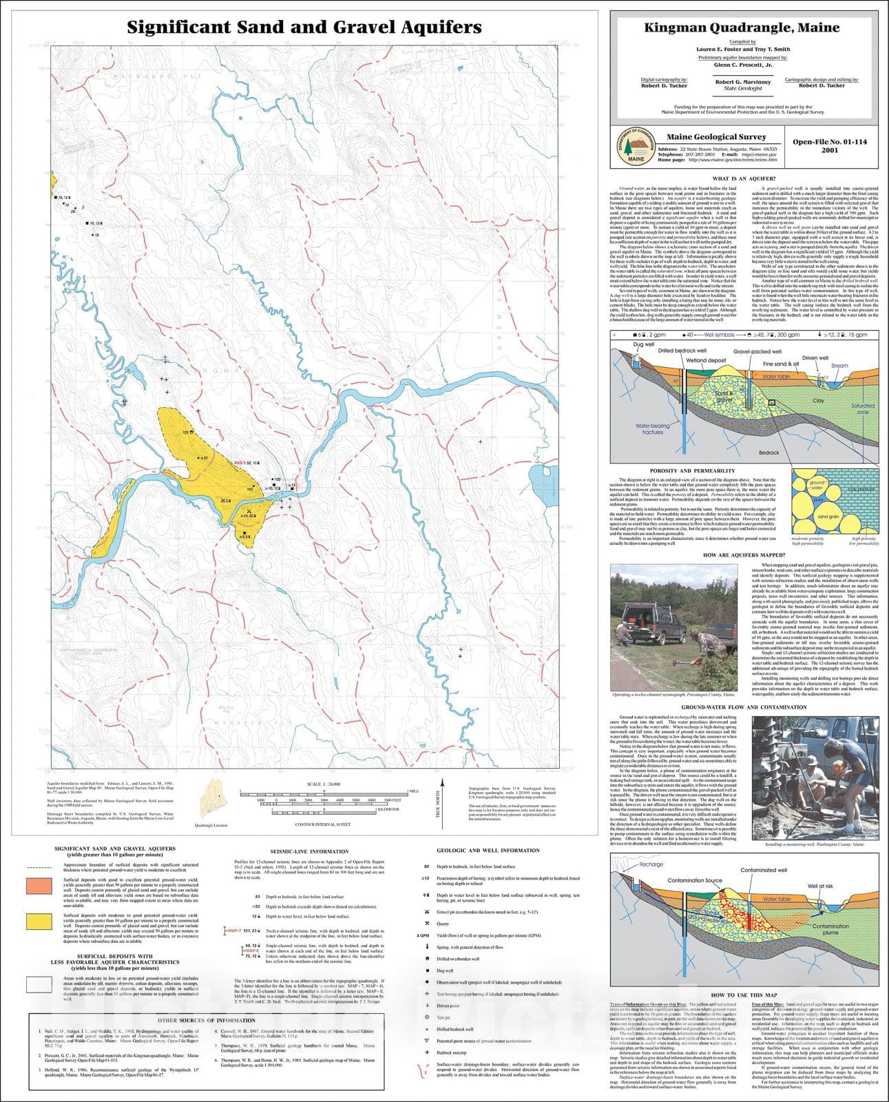 Map : Significant Sand and Gravel Aquifers in the Kingman Quadrangle, Maine, 2001 Cartography Wall Art :