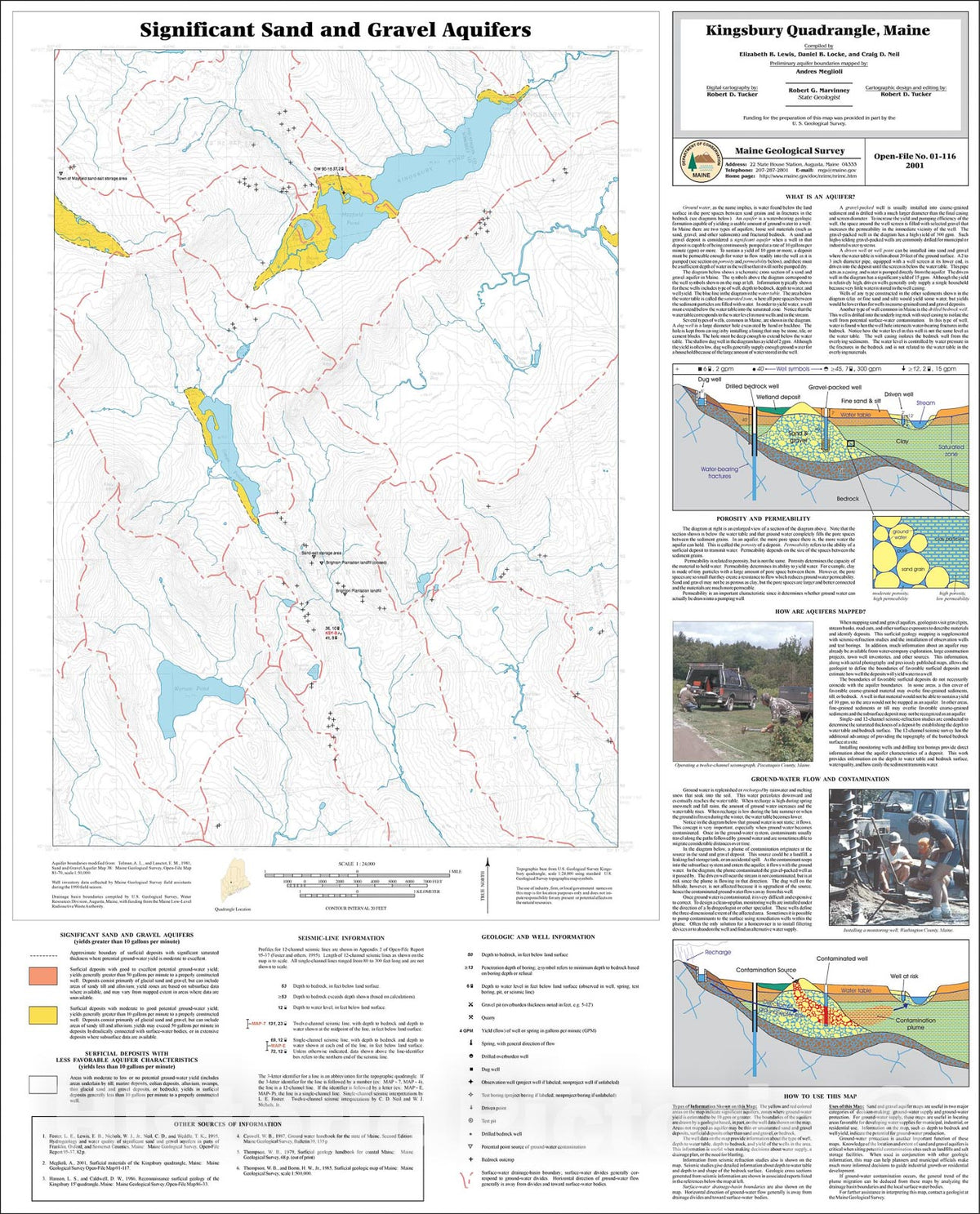Map : Significant Sand and Gravel Aquifers in the Kingsbury Quadrangle, Maine, 2001 Cartography Wall Art :