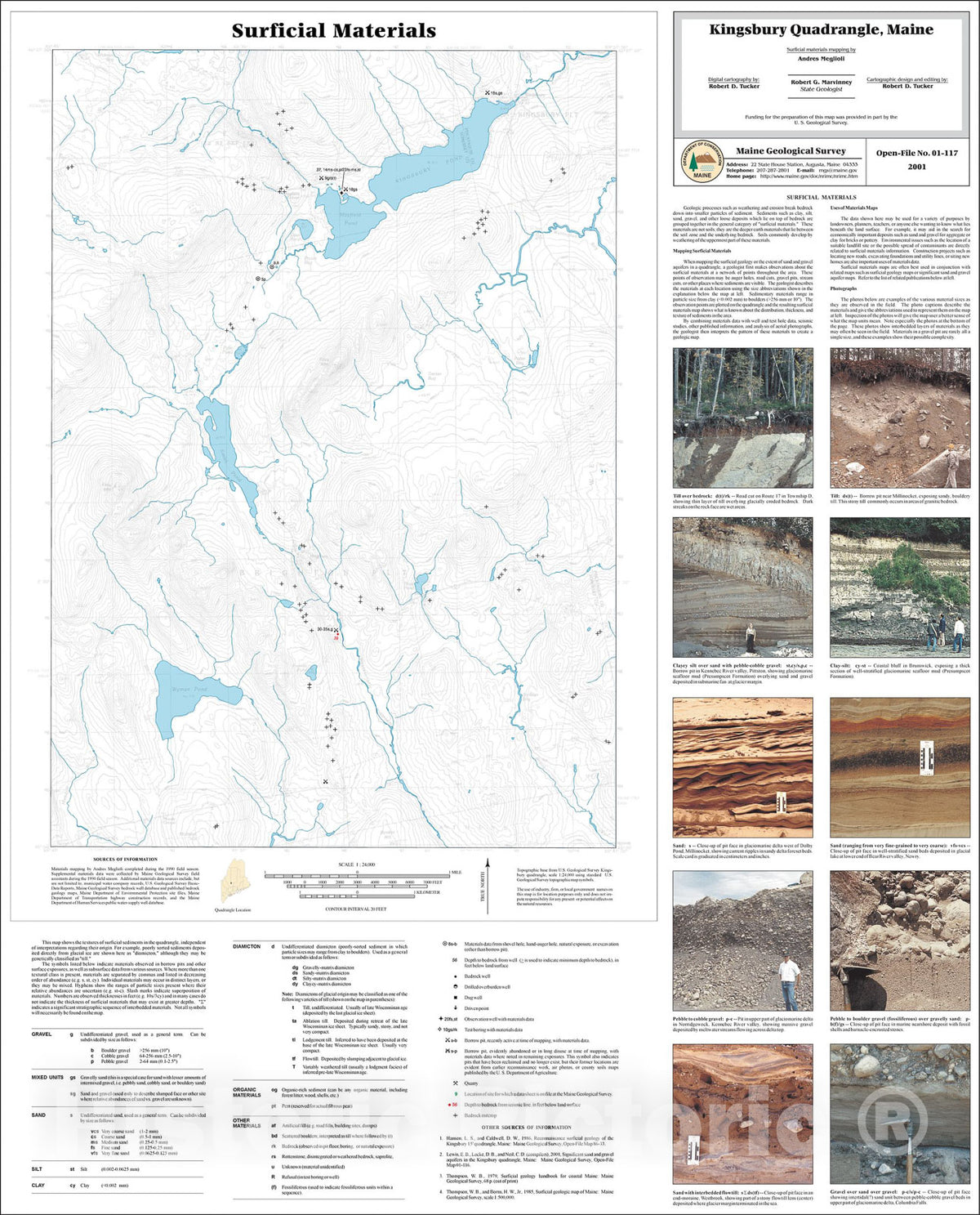 Map : Surficial Materials in the Kingsbury Quadrangle, Maine, 2001 Cartography Wall Art :