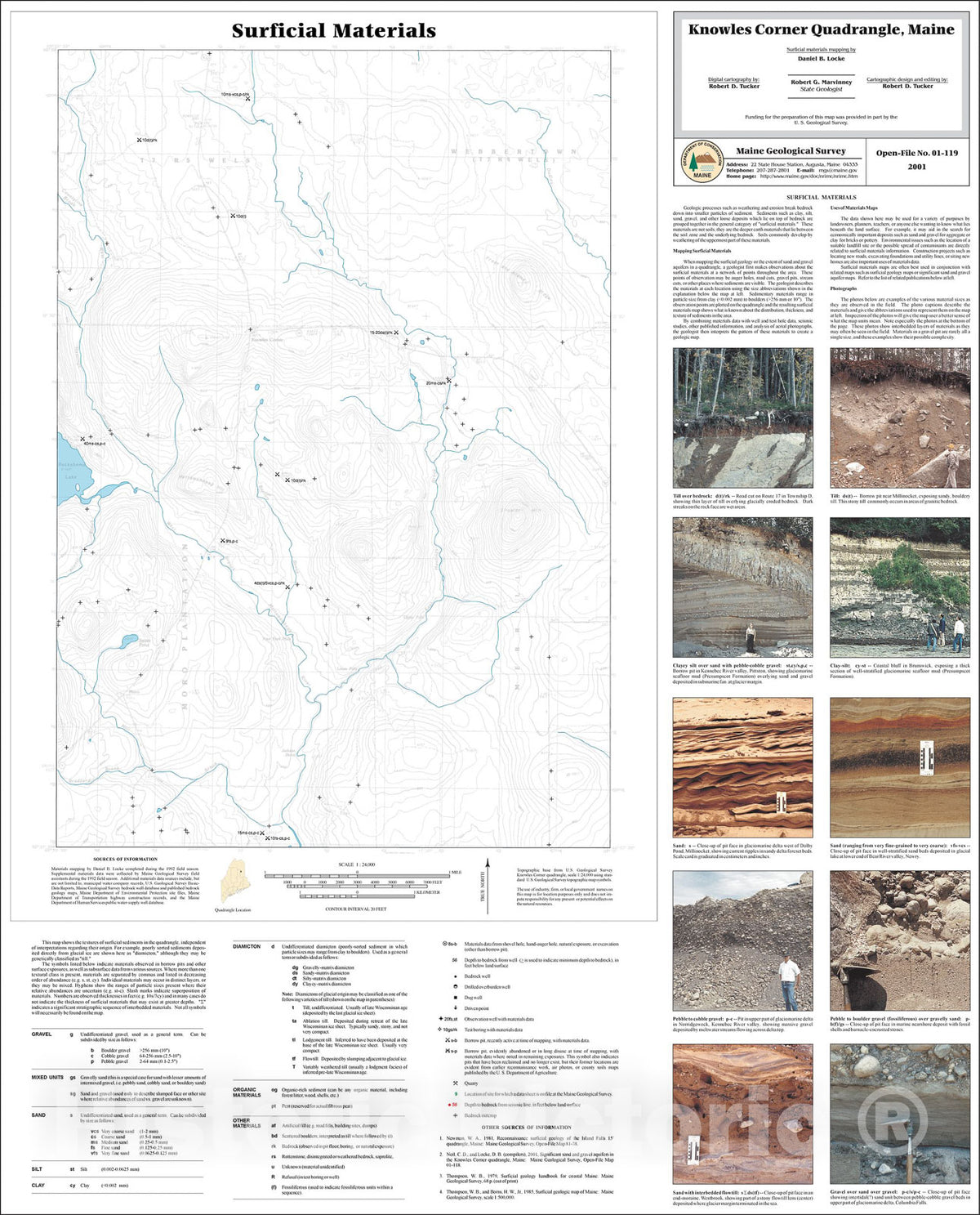 Map : Surficial Materials in the Knowles Corner Quadrangle, Maine, 2001 Cartography Wall Art :