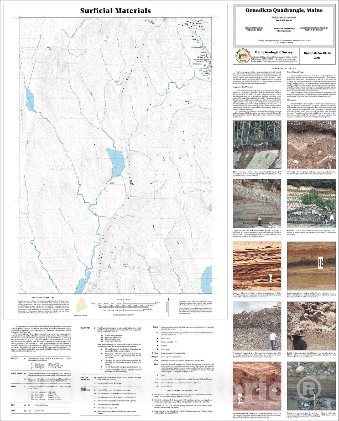 Map : Surficial Materials in the Benedicta Quadrangle, Maine, 2001 Cartography Wall Art :