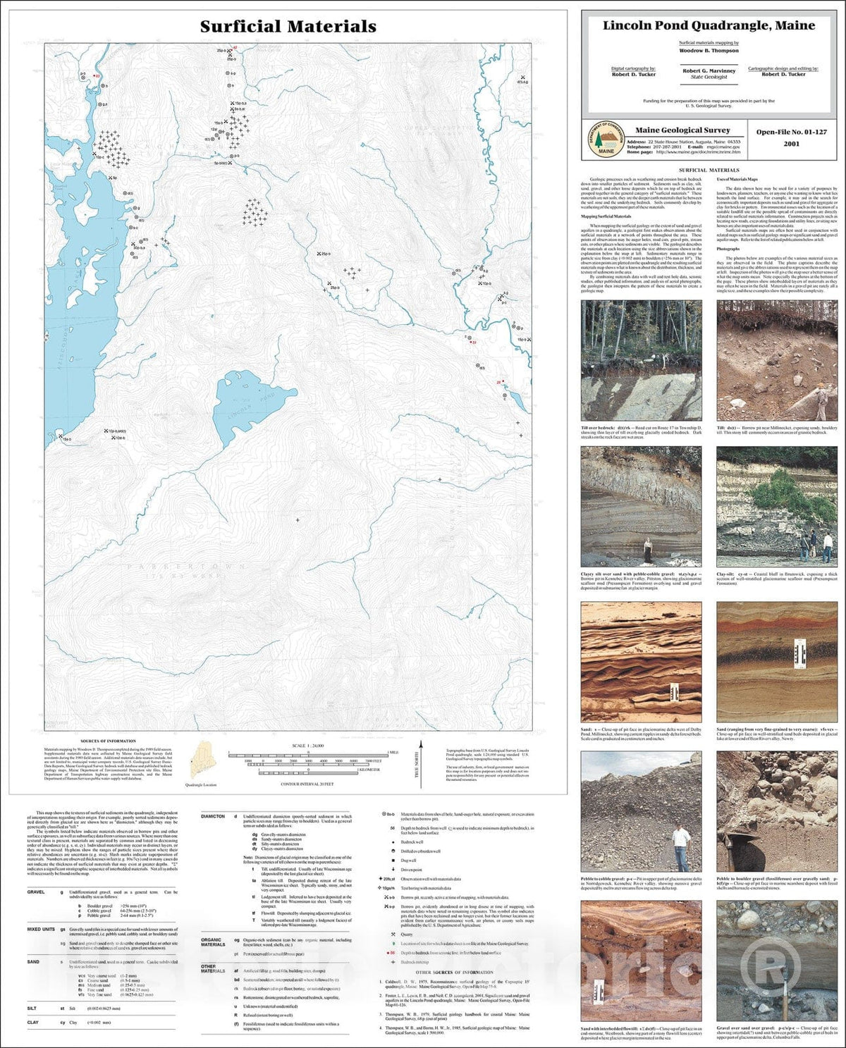 Map : Surficial Materials in the Lincoln Pond Quadrangle, Maine, 2001 Cartography Wall Art :