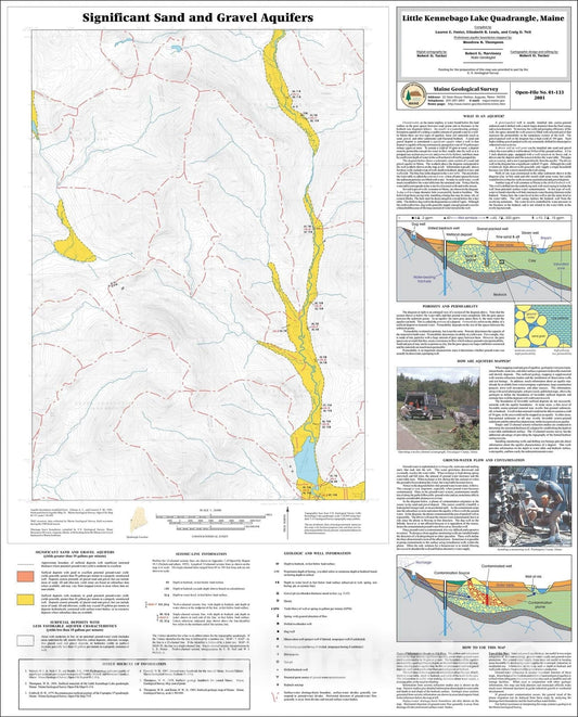 Map : Significant Sand and Gravel Aquifers in the Little Kennebago Lake Quadrangle, Maine, 2001 Cartography Wall Art :