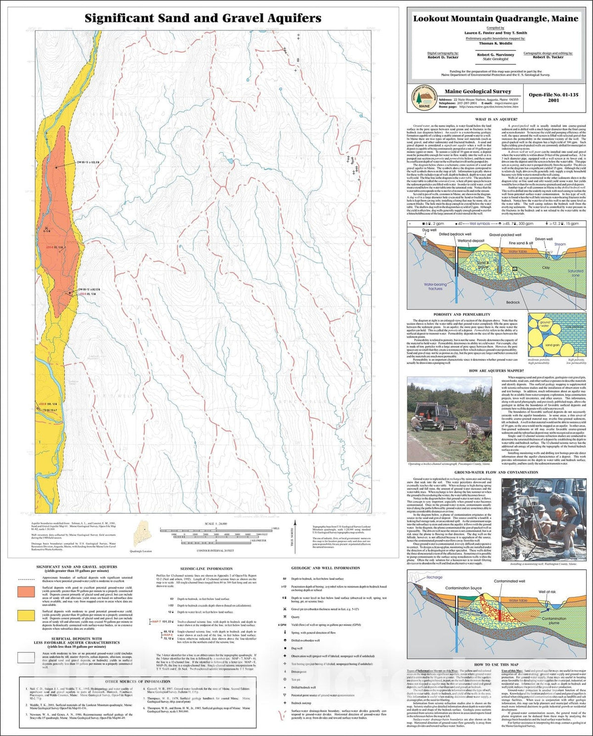 Map : Significant Sand and Gravel Aquifers in the Lookout Mountain Quadrangle, Maine, 2001 Cartography Wall Art :