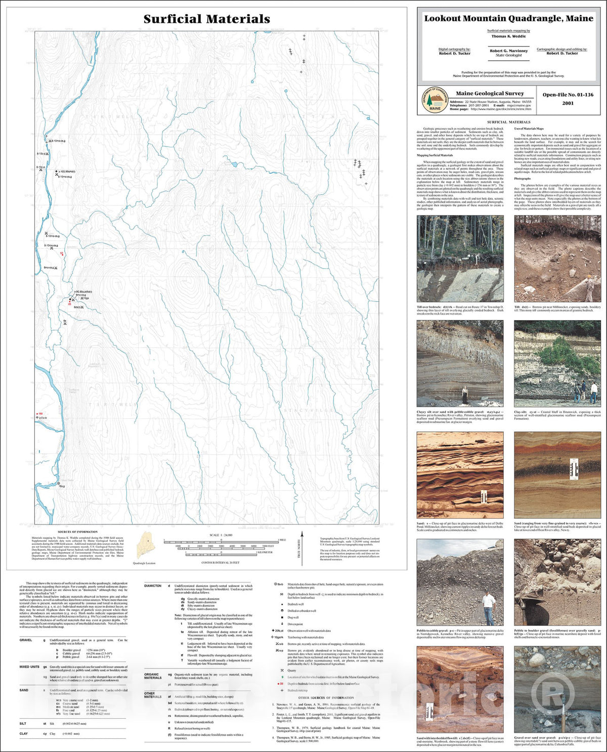 Map : Surficial Materials in the Lookout Mountain Quadrangle, Maine, 2001 Cartography Wall Art :