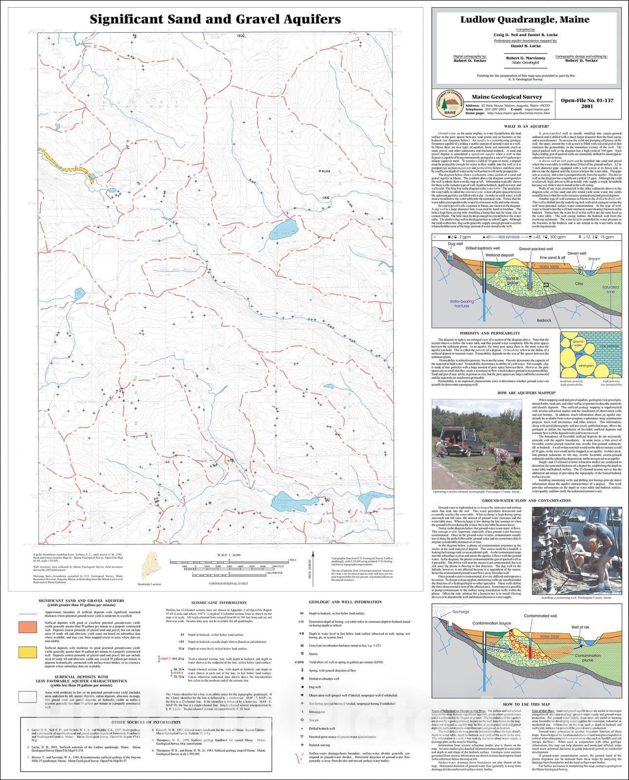 Map : Significant Sand and Gravel Aquifers in the Ludlow Quadrangle, Maine, 2001 Cartography Wall Art :