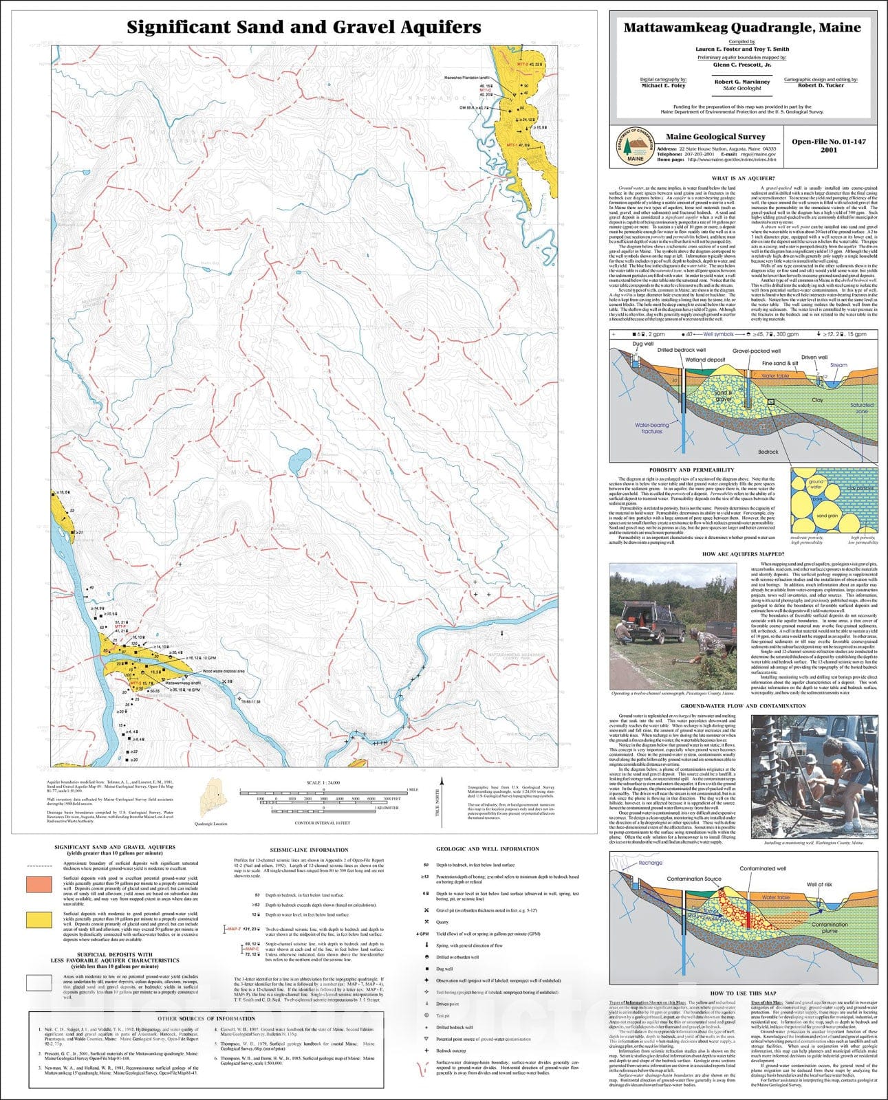 Map : Significant Sand and Gravel Aquifers in the Mattawamkeag Quadrangle, Maine, 2001 Cartography Wall Art :